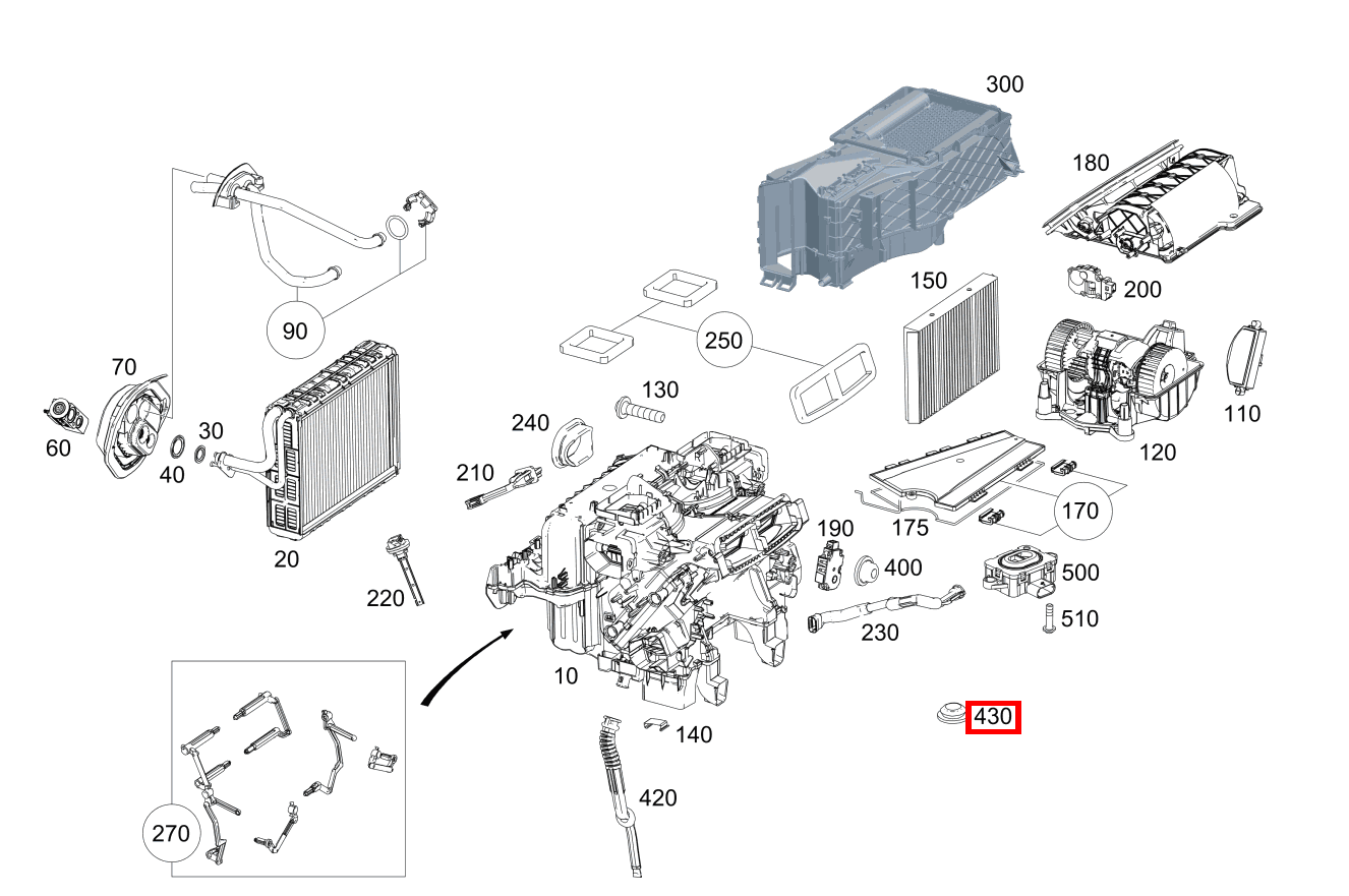 Verschlussstopfen Heckboden links; 25 MM für S 217, EQE 295-Klasse 
