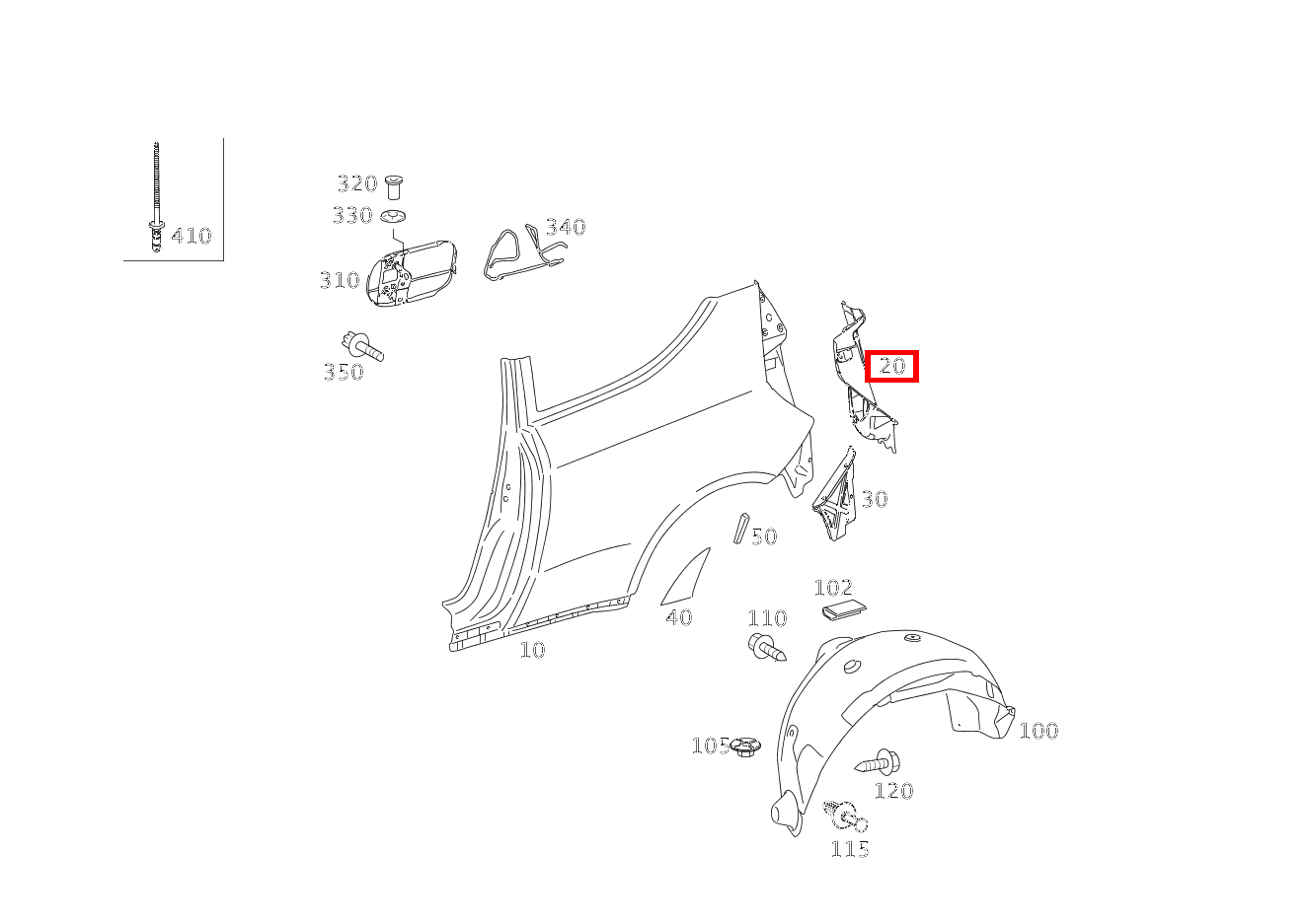 Versteifung AUFNAHME HECKLEUCHTE LINKS A 200 TURBO COUPE 169 Versteifung AUFNAHME HECKLEUCHTE LINKS A 200 TURBO COUPE 169