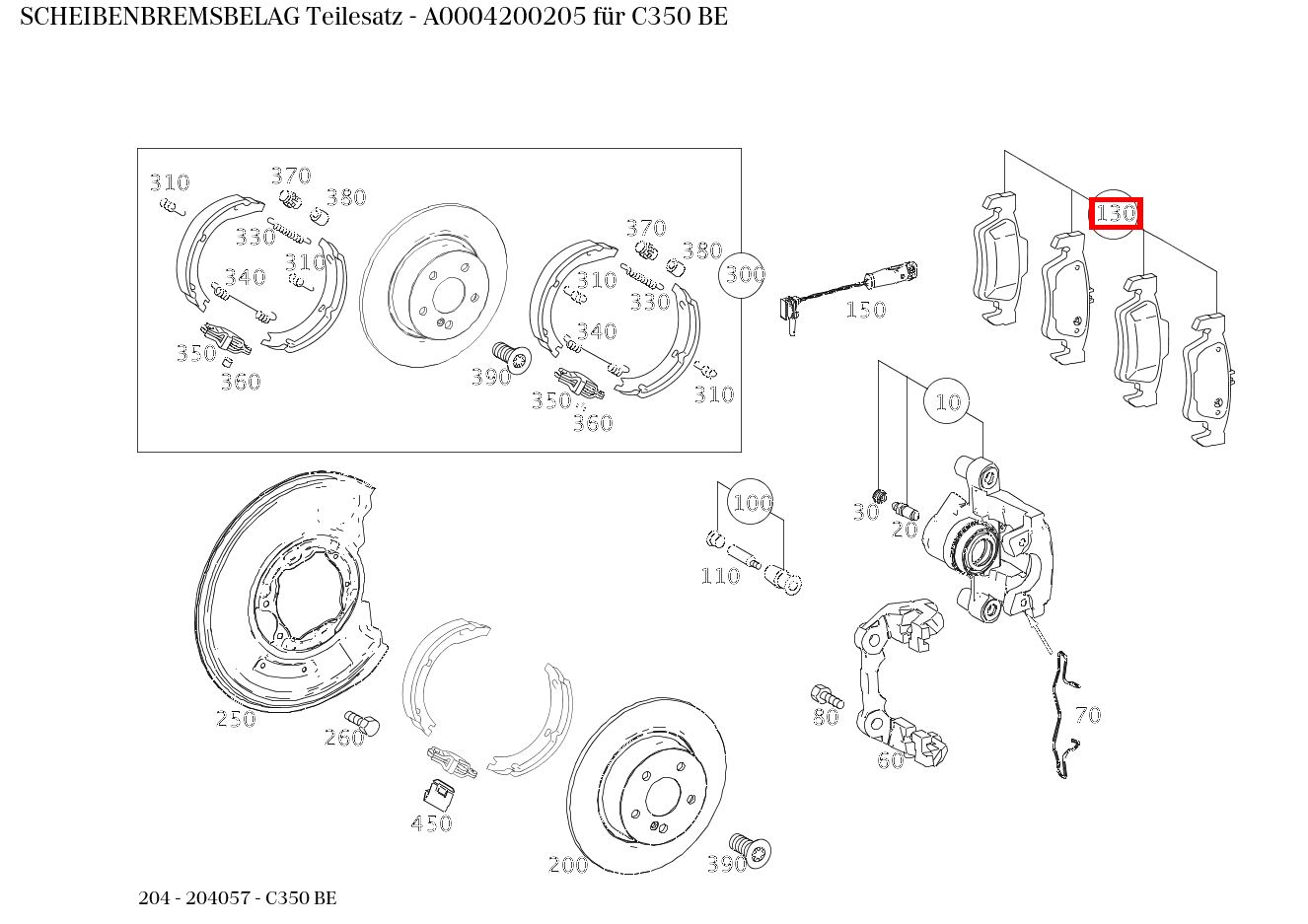 Scheibenbremsbelag Teilesatz C350 BE 204 Scheibenbremsbelag Teilesatz C350 BE 204