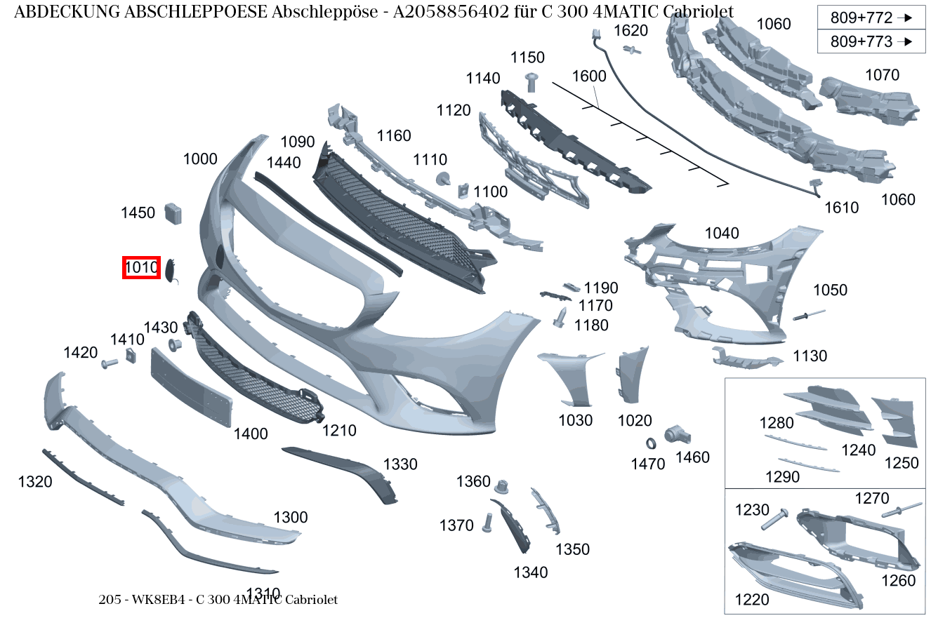 Abdeckung Abschleppöse Abschleppöse C 300 4MATIC Cabriolet 205