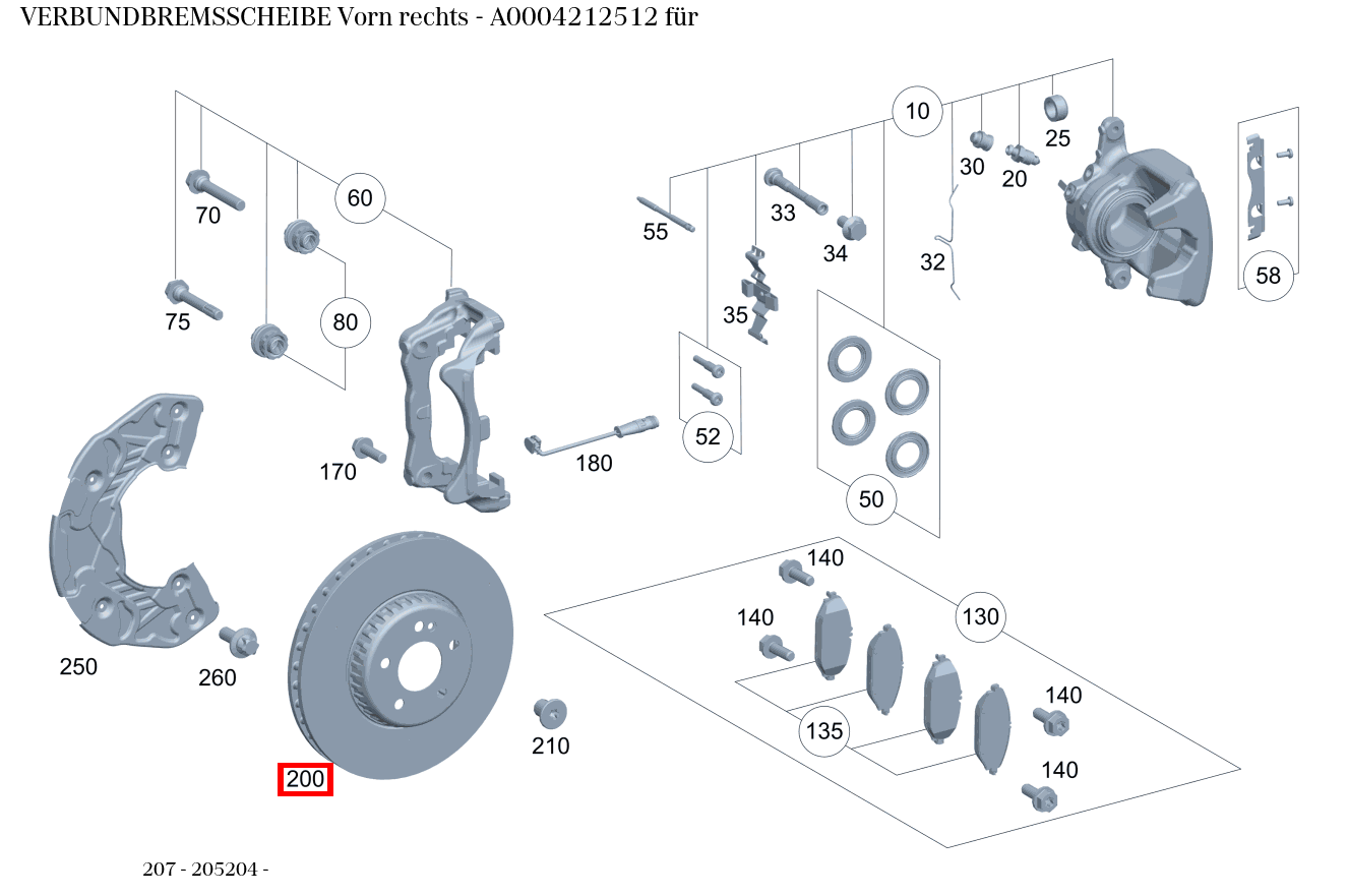 Verbundbremsscheibe Vorn rechts 207 Verbundbremsscheibe Vorn rechts 207