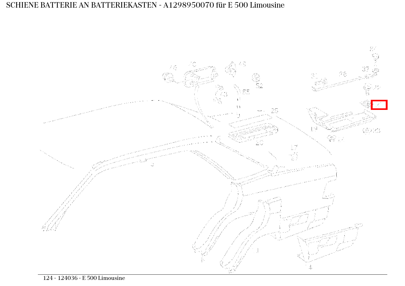 Schiene BATTERIE AN BATTERIEKASTEN E 500 Limousine 124