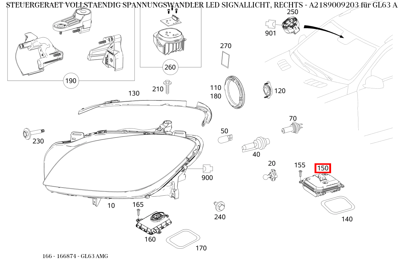 Steuergerät vollständig SPANNUNGSWANDLER LED SIGNALLICHT, RECHTS GL63 AMG 166 Steuergerät vollständig SPANNUNGSWANDLER LED SIGNALLICHT, RECHTS GL63 AMG 166