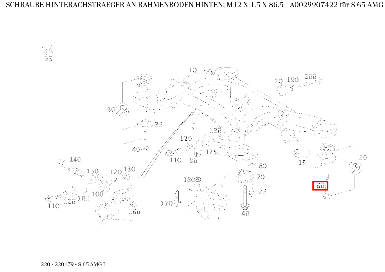 Schraube AN RAHMENBODEN HINTEN; M12 X 1.5 X 86.5 für E 211, S 220  