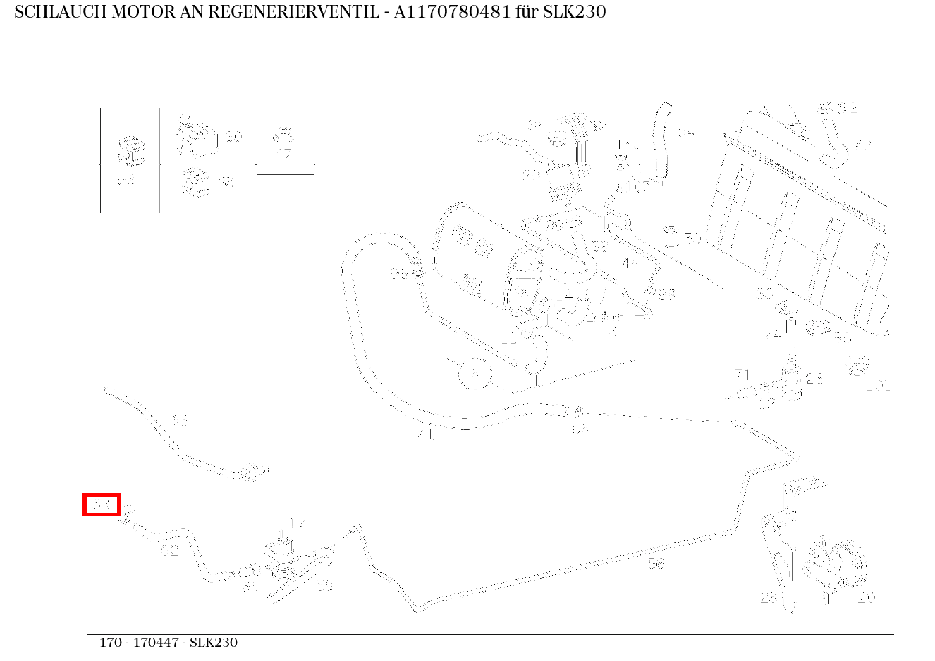 Schlauch MOTOR AN REGENERIERVENTIL SLK230 170 Schlauch MOTOR AN REGENERIERVENTIL SLK230 170