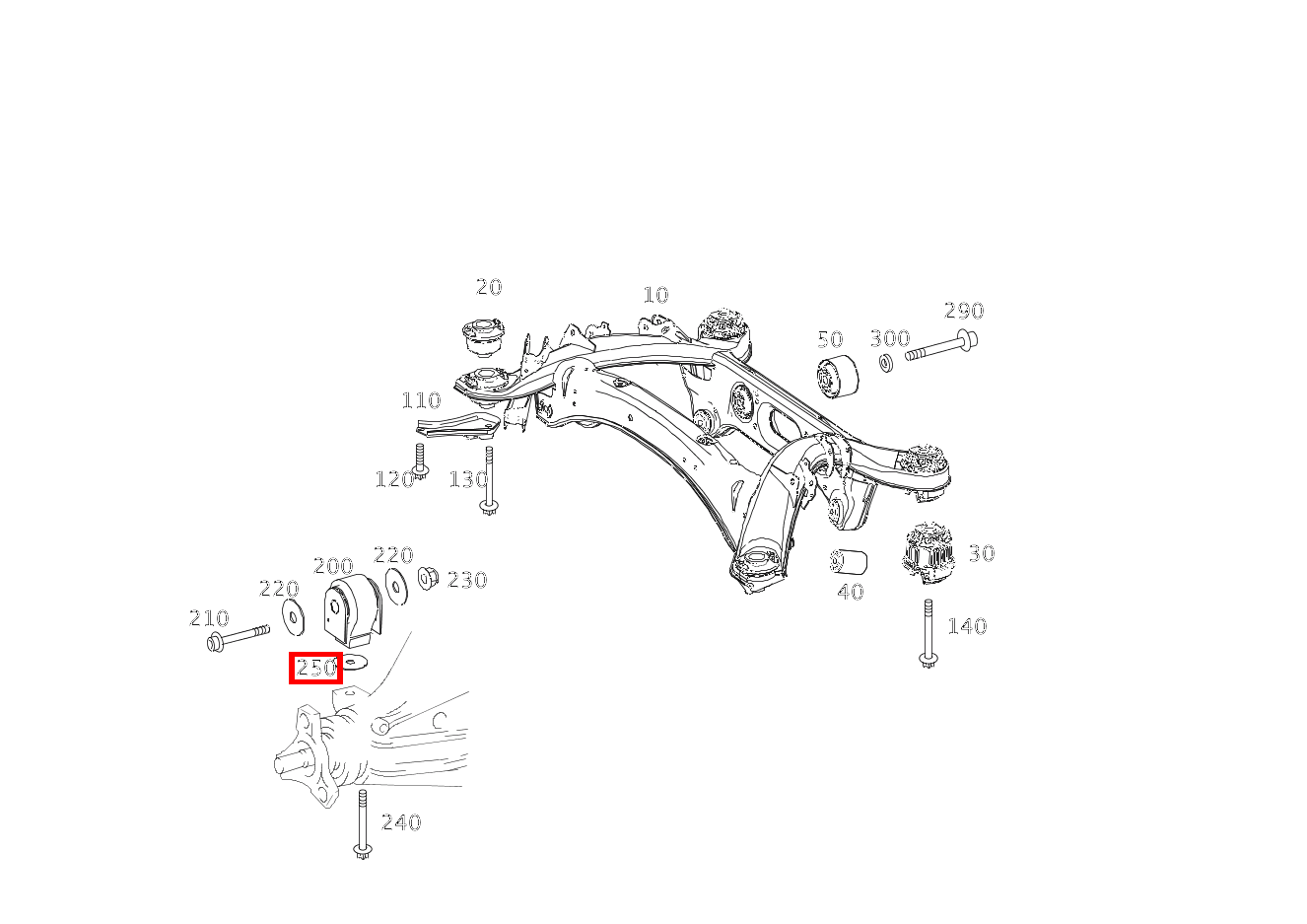 Abstandsscheibe Hinterachsgetriebe an Querbrücke vorn; 2mm GLK 350 4MATIC 204 Abstandsscheibe Hinterachsgetriebe an Querbrücke vorn; 2mm GLK 350 4MATIC 204