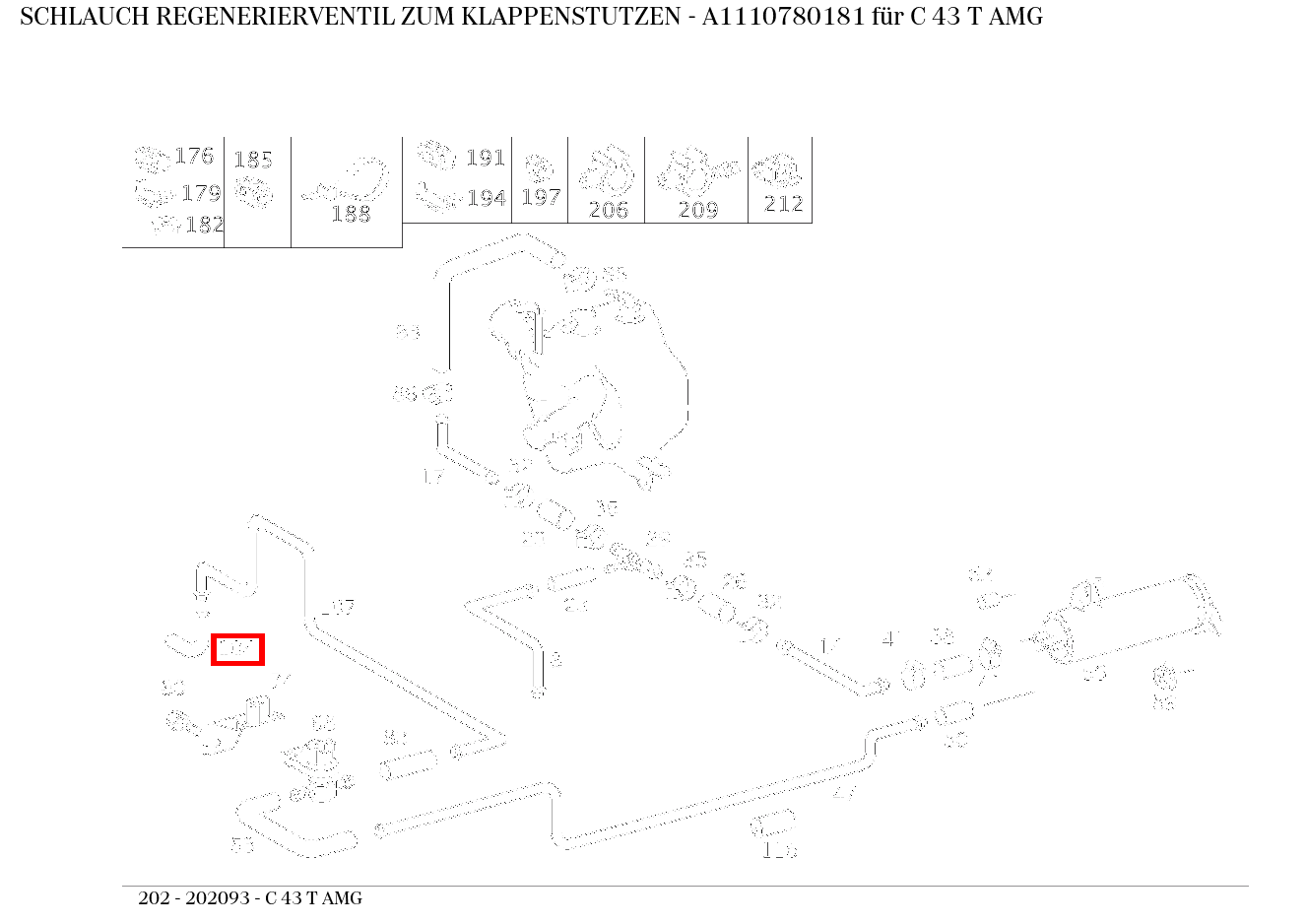 Schlauch REGENERIERVENTIL ZUM KLAPPENSTUTZEN C 43 T AMG 202 Schlauch REGENERIERVENTIL ZUM KLAPPENSTUTZEN C 43 T AMG 202
