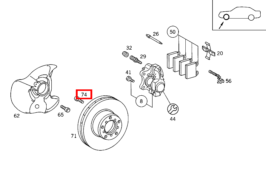 ZYLINDERSCHRAUBE BREMSSCHEIBE AN RADNABE SLC 107, /8 114, SE 126  