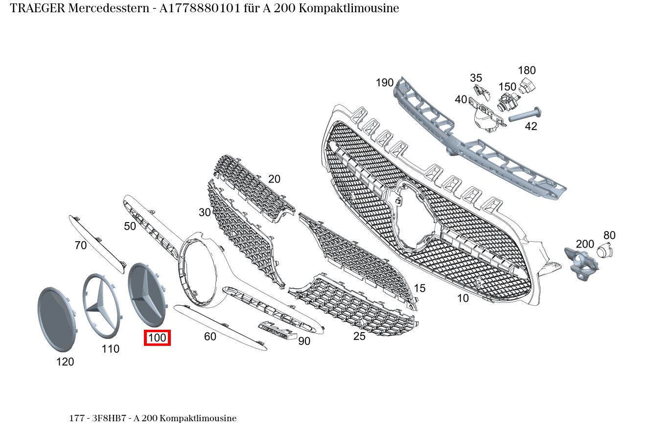 Träger Mercedesstern A 200 Kompaktlimousine 177 Träger Mercedesstern A 200 Kompaktlimousine 177