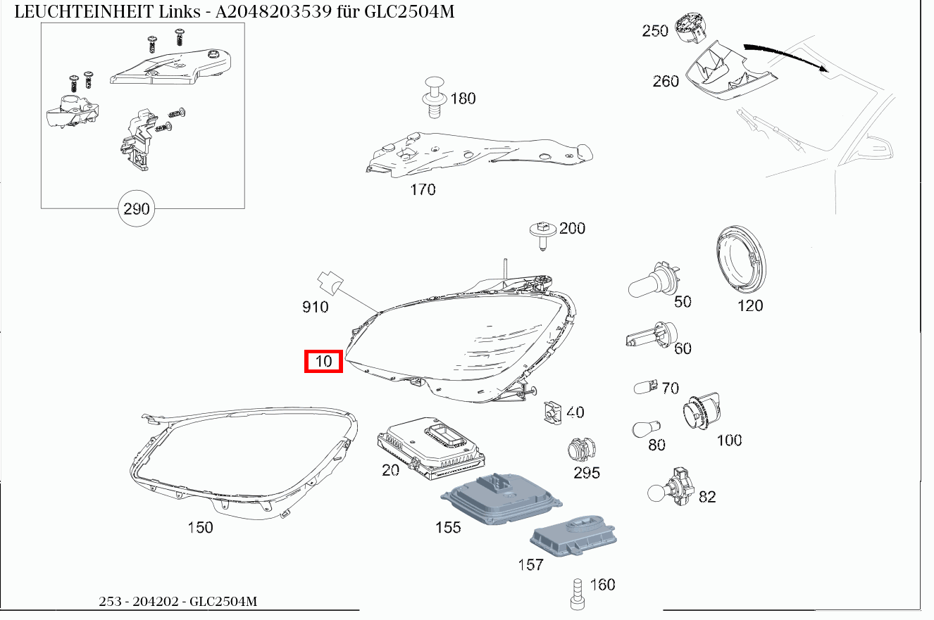Leuchteinheit LINKS für C 204, GLC 253-Klasse kaufen