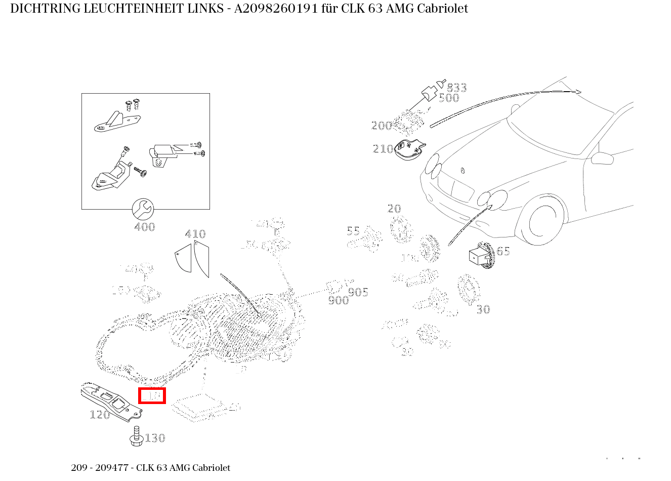 Dichtring LEUCHTEINHEIT LINKS CLK 63 AMG Cabriolet 209