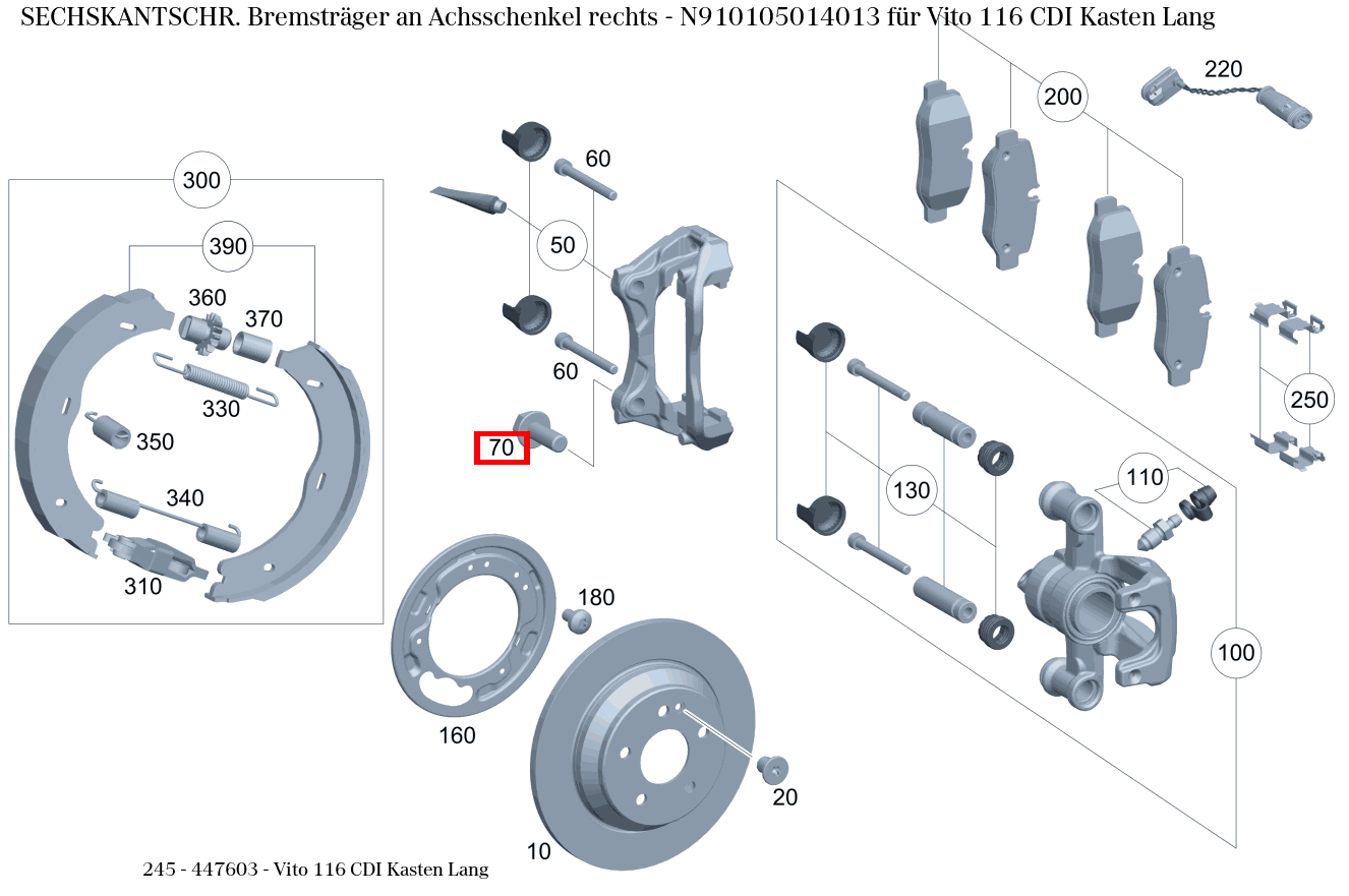 Sechskantschraube Bremsträger an Achsschenkel rechts für 190 201 