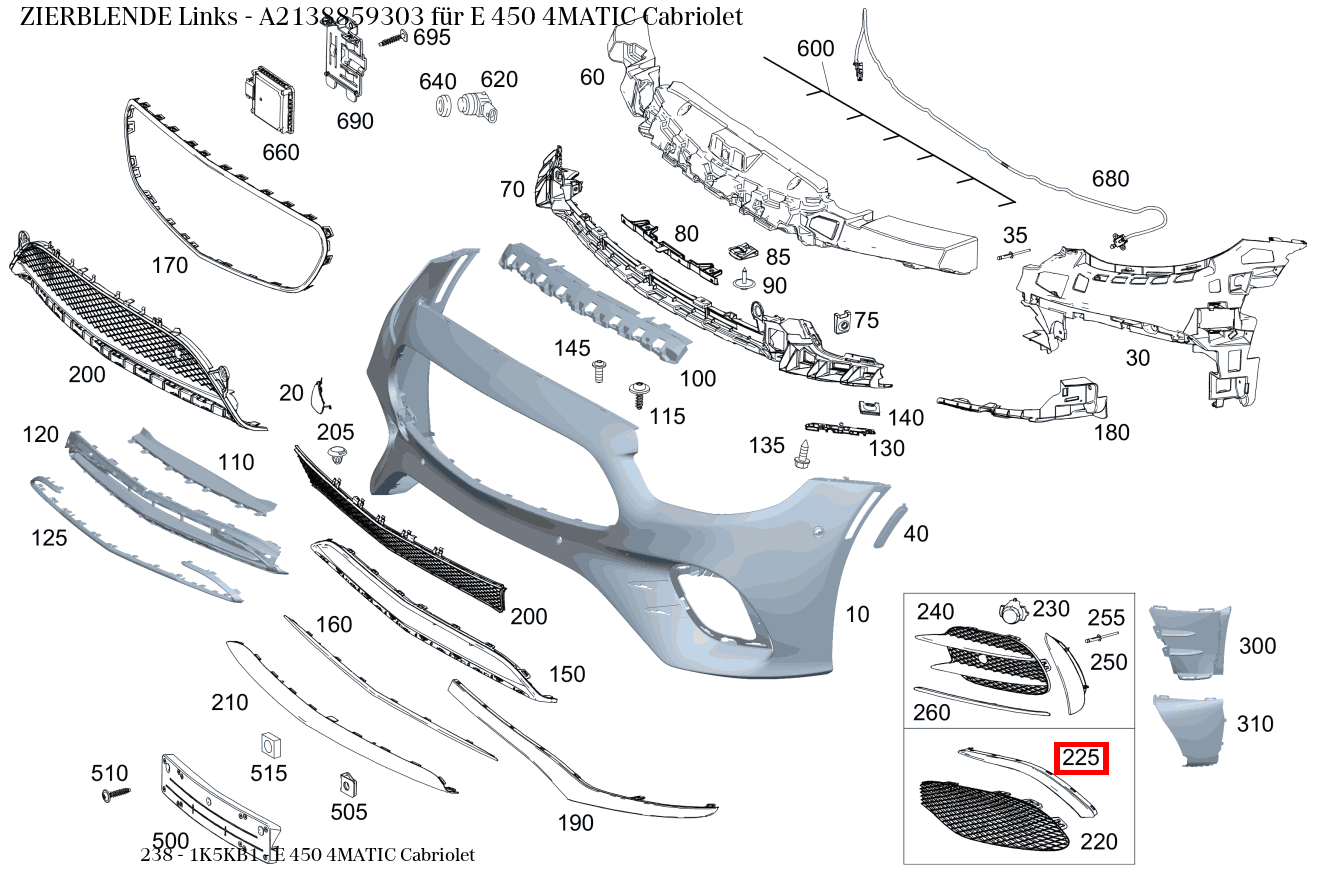 Zierblende Links E 450 4MATIC Cabriolet 238