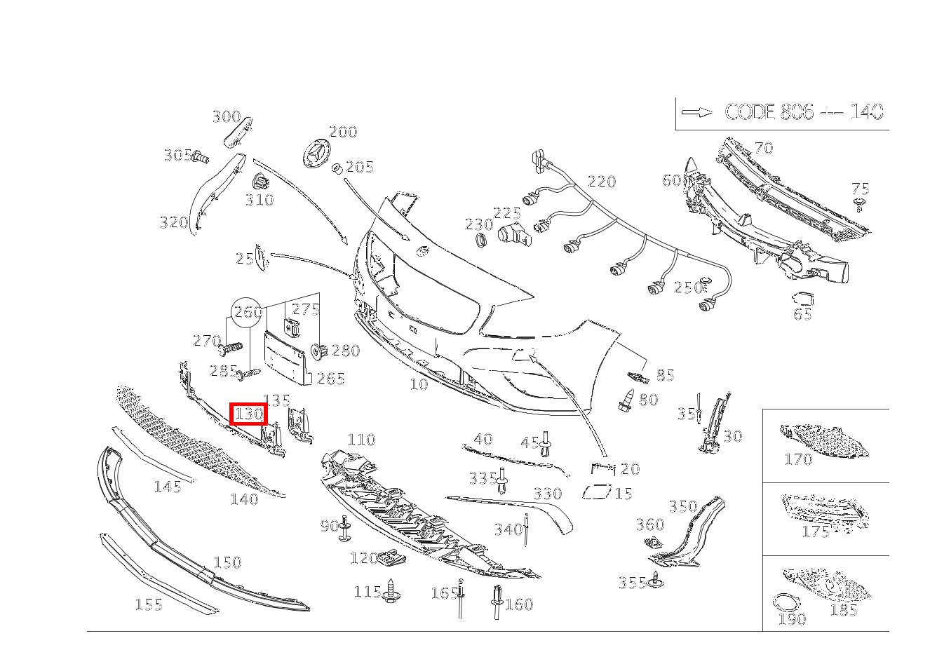 Abdeckung Stossfänger Mitte A250 Sport 176 Abdeckung Stossfänger Mitte A250 Sport 176
