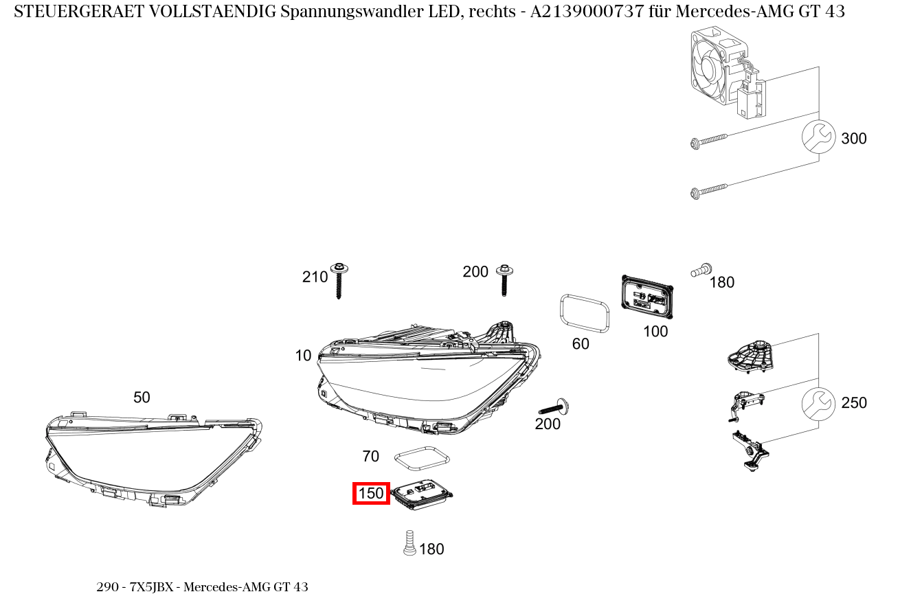 Steuergerät vollständig Spannungswandler LED, rechts Mercedes-AMG GT 43 290 Steuergerät vollständig Spannungswandler LED, rechts Mercedes-AMG GT 43 290