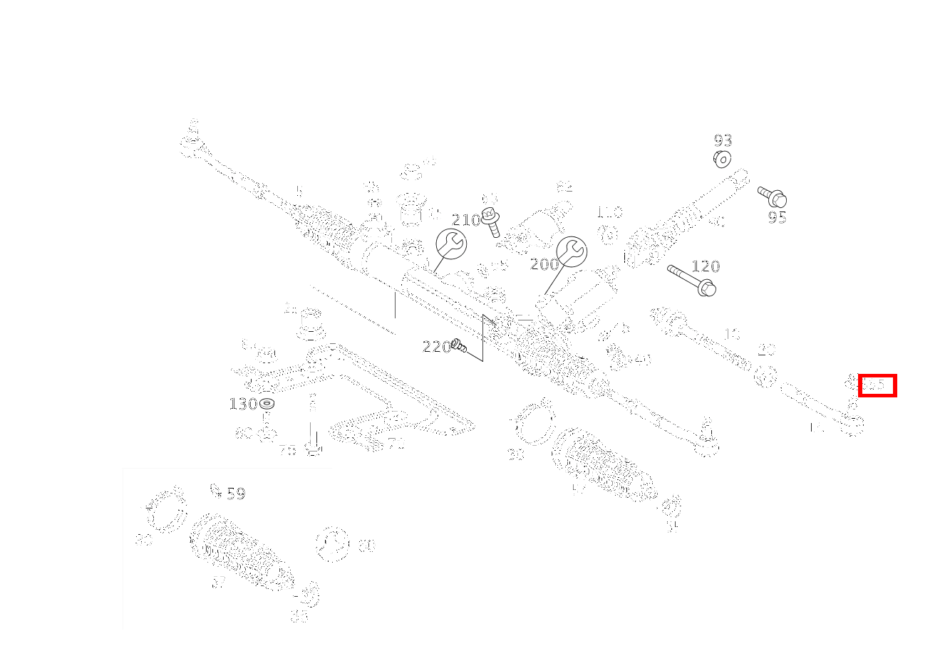 Sechskantmutter SPURSTANGE AN ACHSSCHENKEL; M14X1.5 S 55 L AMG 220