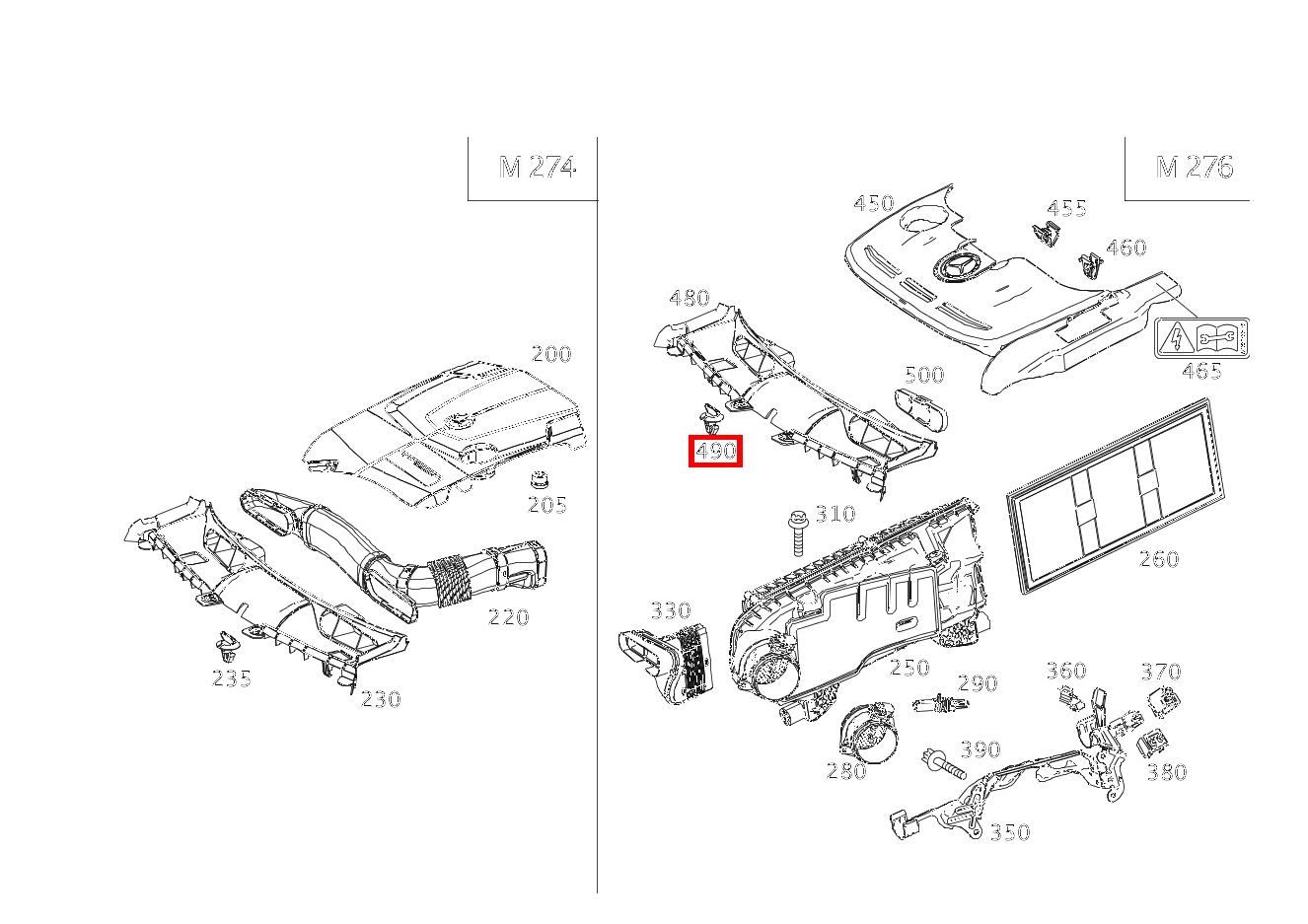 Verschluss Befestigung Lüfterhaube oben GLK 350 4MATIC 204