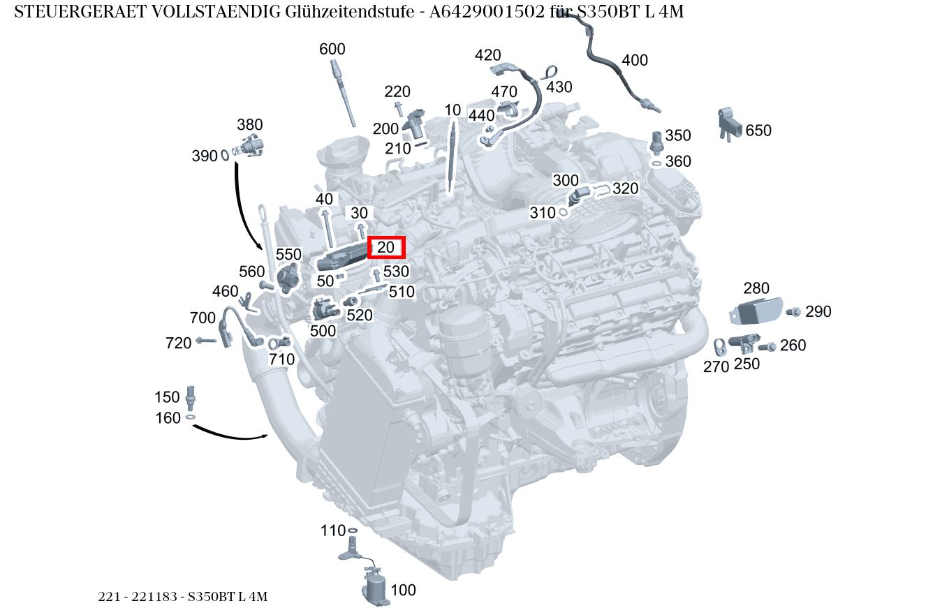Steuergerät vollständig Glühzeitendstufe S350BT L 4M 221 Steuergerät vollständig Glühzeitendstufe S350BT L 4M 221