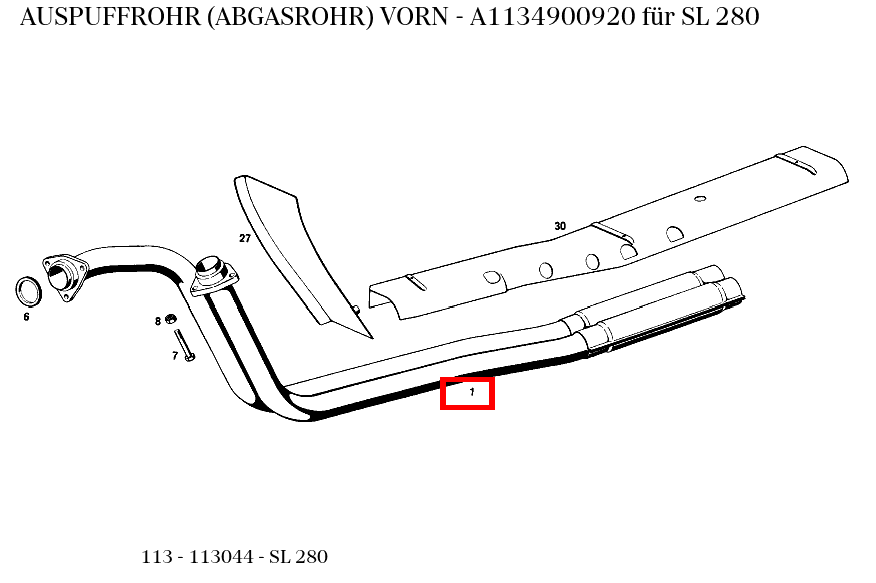 Abgasrohr VORN SL 280 113