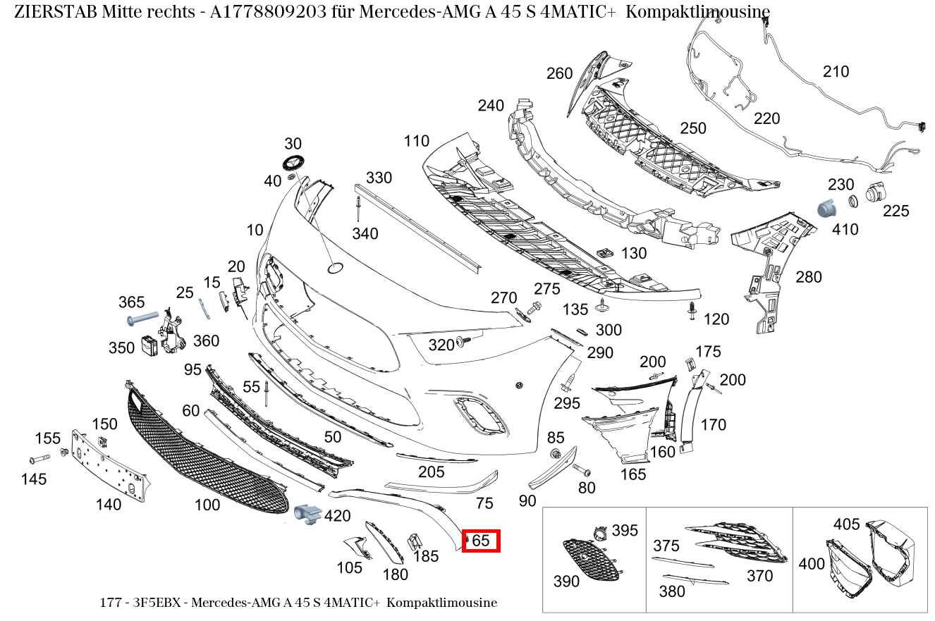 Zierstab Mitte rechts Mercedes-AMG A 45 S 4MATIC+ Kompaktlimousine 177 Zierstab Mitte rechts Mercedes-AMG A 45 S 4MATIC+ Kompaktlimousine 177