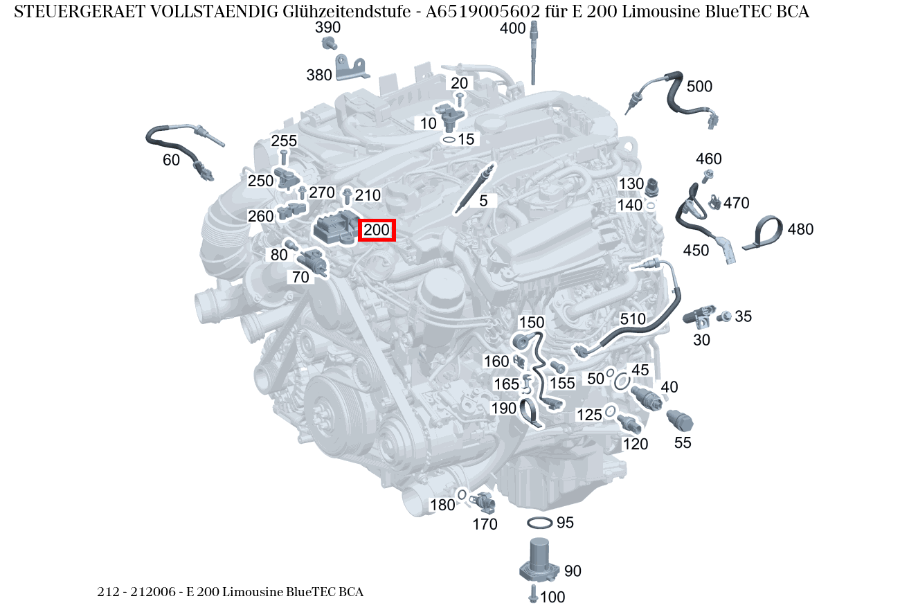 Steuergerät vollständig Glühzeitendstufe E 200 Limousine BlueTEC BCA 212