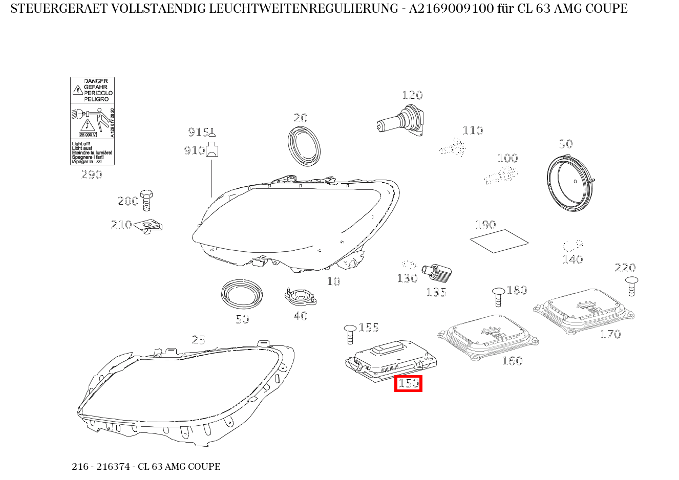 Steuergerät vollständig LEUCHTWEITENREGULIERUNG CL 63 AMG COUPE 216 Steuergerät vollständig LEUCHTWEITENREGULIERUNG CL 63 AMG COUPE 216