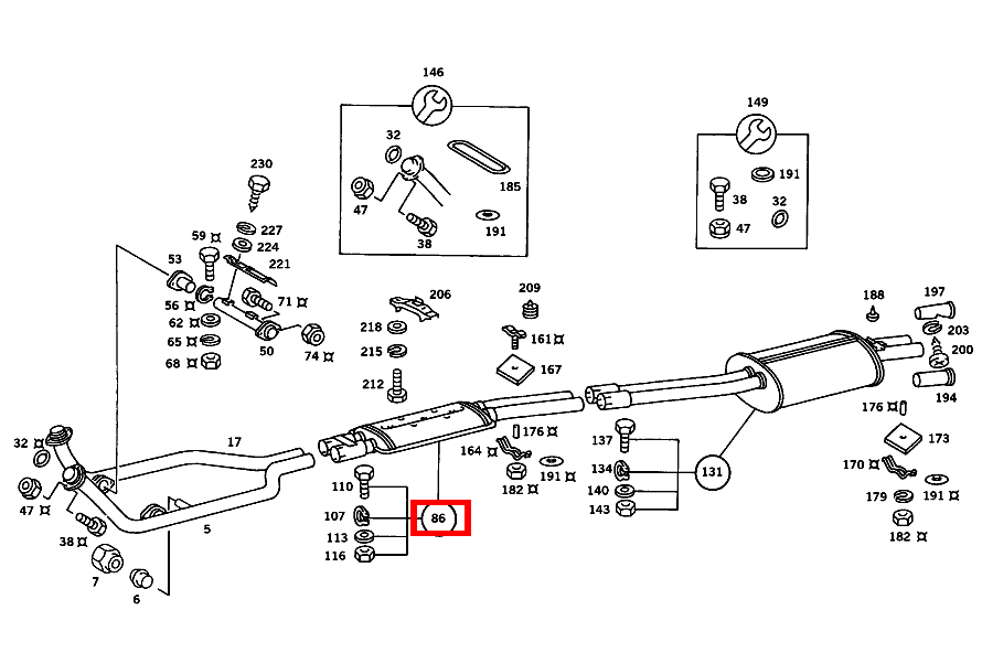 Schalldämpfer MITTE,GESTECKTE AUSFUEHRUNG (107 491 24 01,107 491 25 01) 450 SLC 107 Schalldämpfer MITTE,GESTECKTE AUSFUEHRUNG (107 491 24 01,107 491 25 01) 450 SLC 107