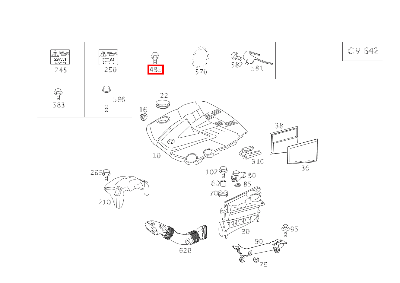 Sechsrundschraube LUFTFILTERGEHAEUSE RECHTS; M6X25 C 320 T CDI 203 Sechsrundschraube LUFTFILTERGEHAEUSE RECHTS; M6X25 C 320 T CDI 203