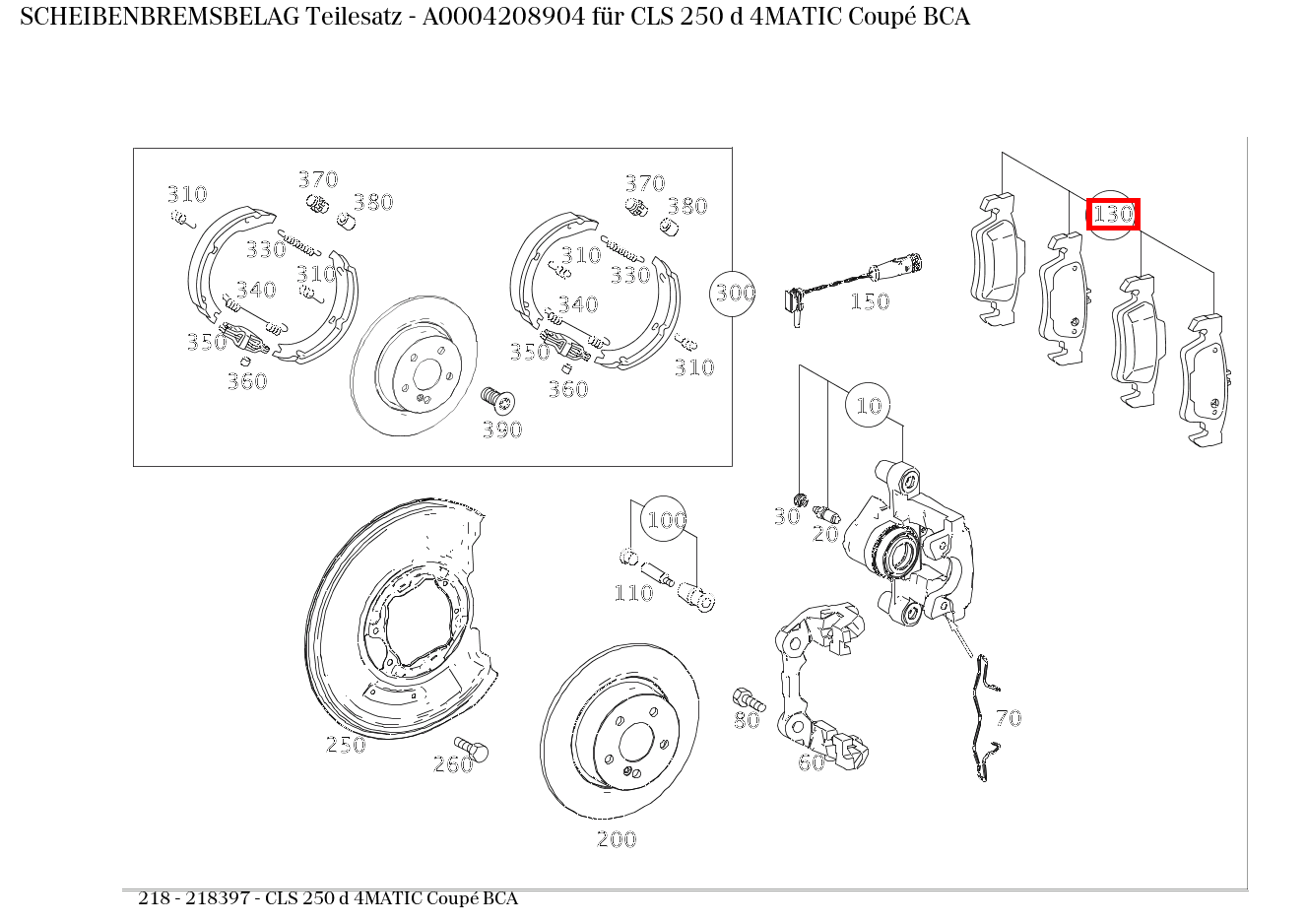 Scheibenbremsbelag Teilesatz CLS 250 d 4MATIC Coupé BCA 218 Scheibenbremsbelag Teilesatz CLS 250 d 4MATIC Coupé BCA 218