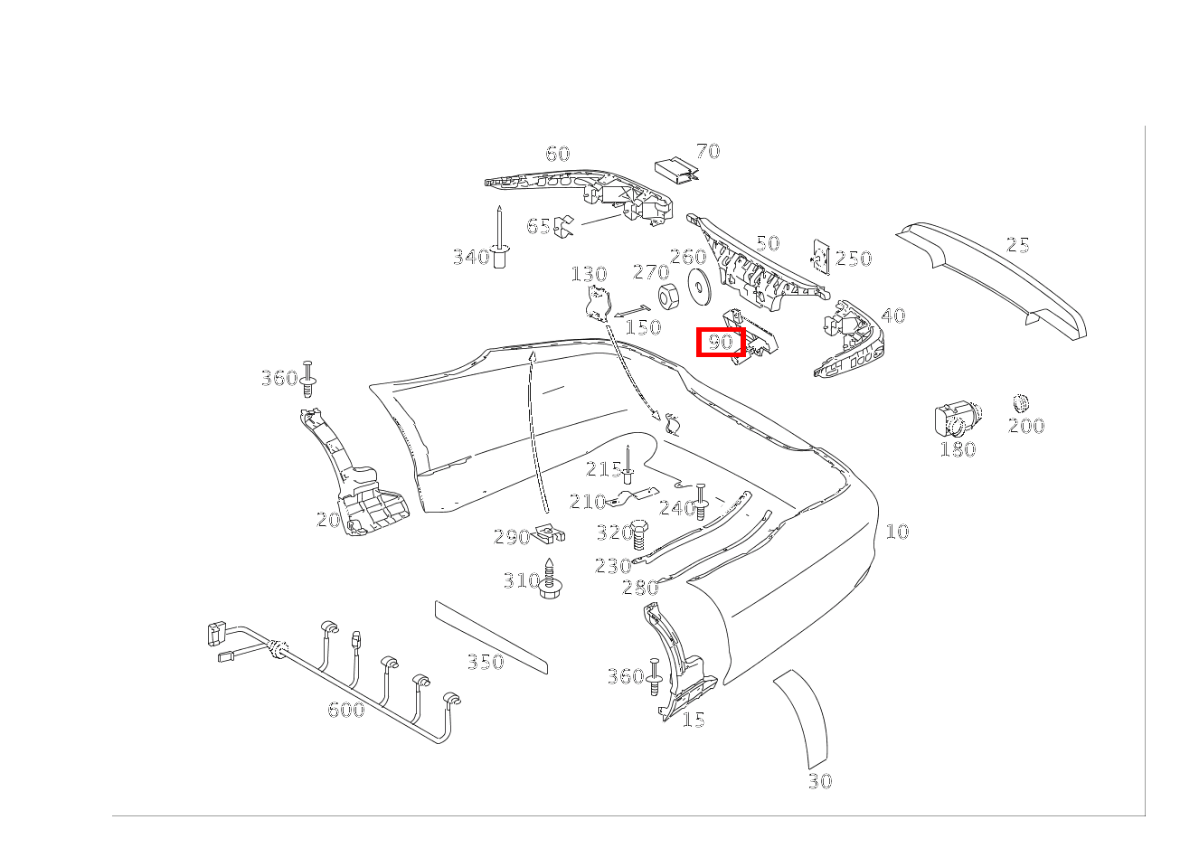 Antenne FUER AUSSENBETAETIGUNG IN STOSS-STANGE (HECK) CLS 55 AMG 219