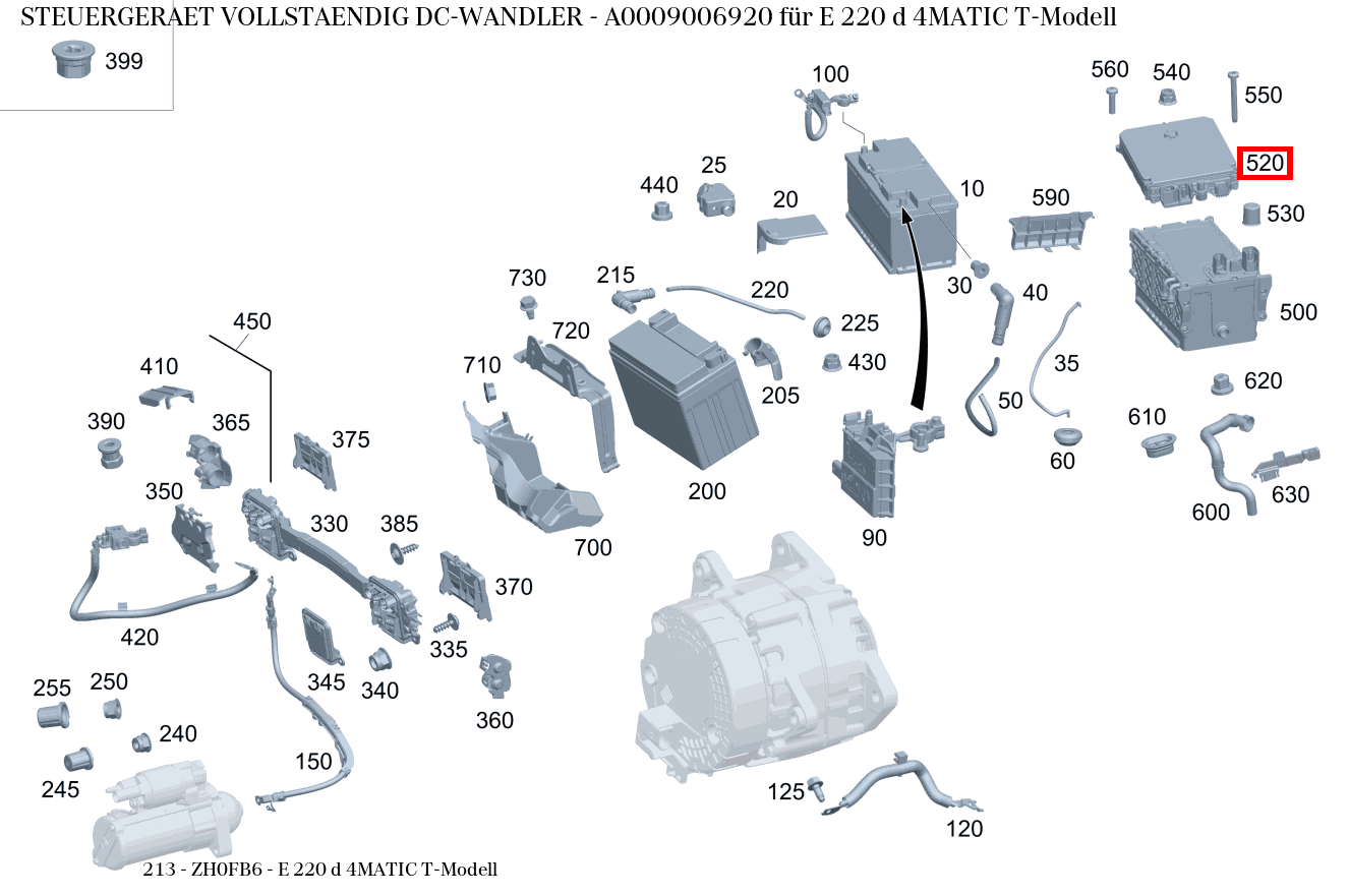 Steuergerät vollständig DC-WANDLER E 220 d 4MATIC T-Modell 213