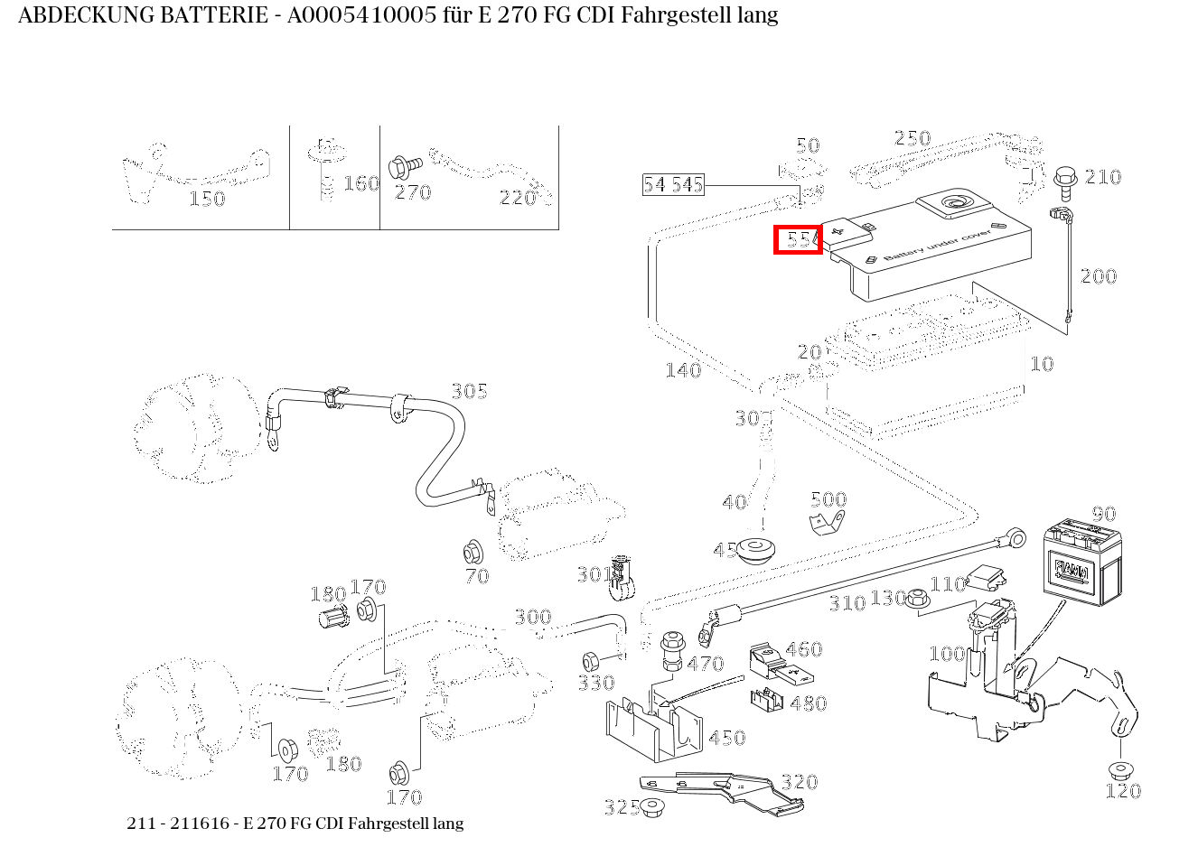 Abdeckung BATTERIE E 270 FG CDI Fahrgestell lang 211 Abdeckung BATTERIE E 270 FG CDI Fahrgestell lang 211