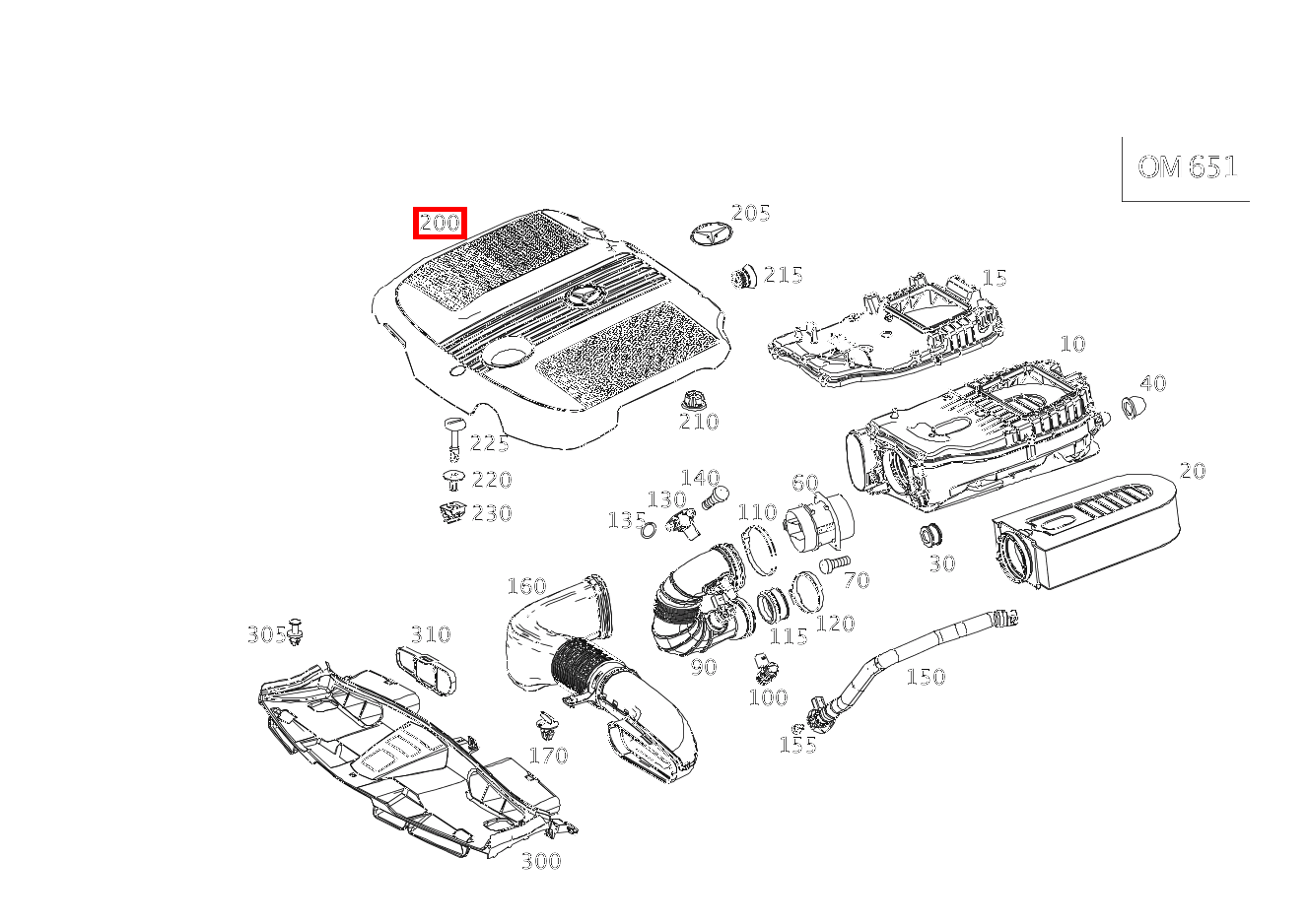 Motorabdeckung E250TCDI BLUE EFF 212