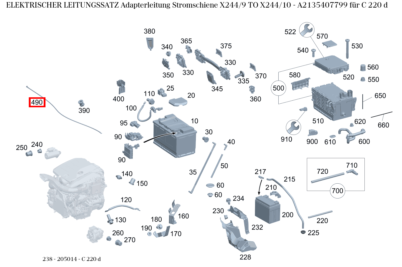 Elektrischer Leitungssatz Adapterleitung Stromschiene X244/9 TO X244/10 C 220 d 238 Elektrischer Leitungssatz Adapterleitung Stromschiene X244/9 TO X244/10 C 220 d 238