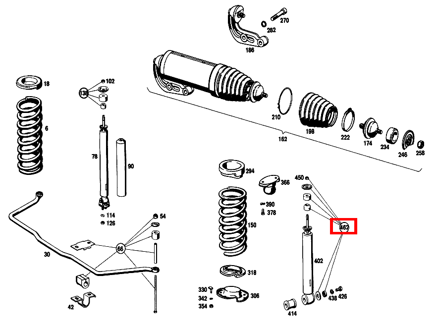 Befestigungsteile STOSSDAEMPFER 280 SEL 4.5 108