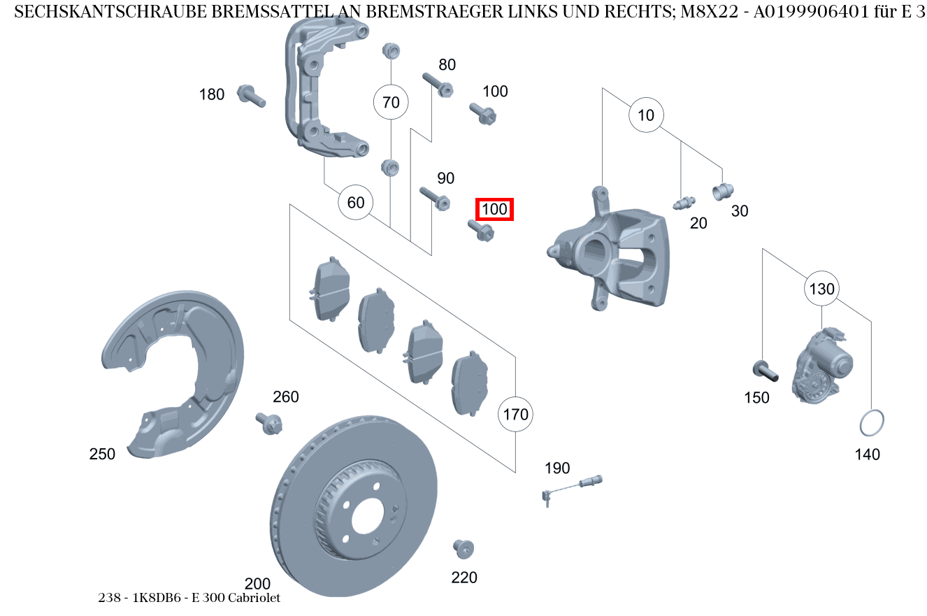 Sechskantschraube Bremssattel an Bremsträger links und rechts 
