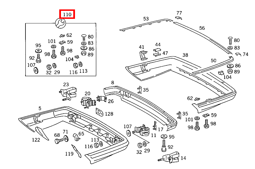 REP.SATZ STOSSFAENGER BEFESTIGUNGSMATERIAL STOSSFAENGER HINTEN 420 SEC COUPE mit Automatic 126 REP.SATZ STOSSFAENGER BEFESTIGUNGSMATERIAL STOSSFAENGER HINTEN 420 SEC COUPE mit Automatic 126