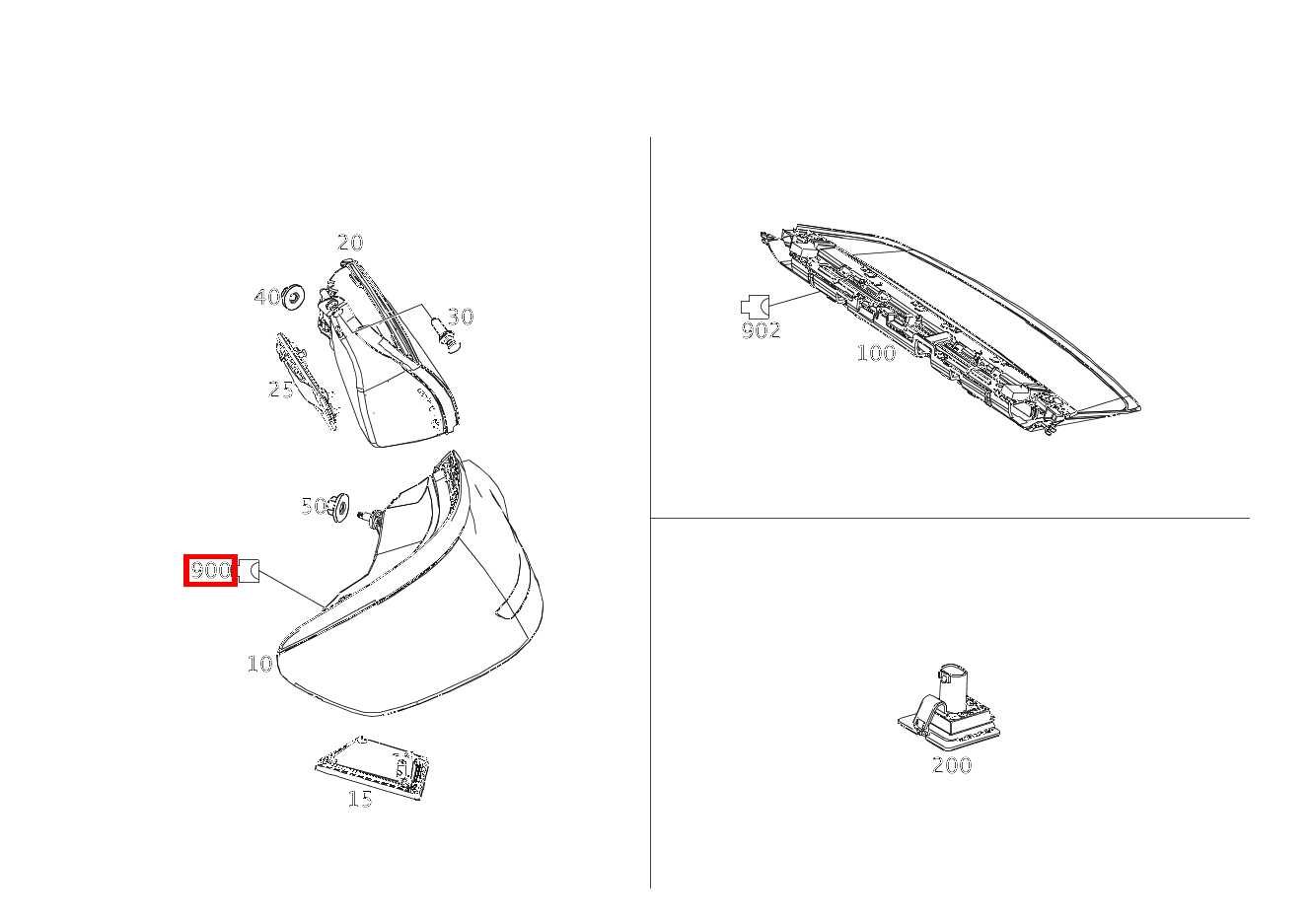 Kupplung, Mechanisch Schlussleuchte rechts E3; 6-PIN MQS Mercedes-AMG S 63 4MATIC Coupé 221