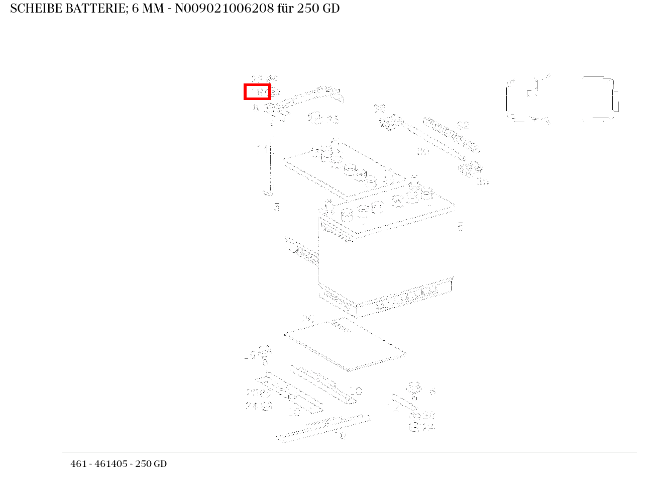 Scheibe BATTERIE; 6 MM 250 GD 461 Scheibe BATTERIE; 6 MM 250 GD 461