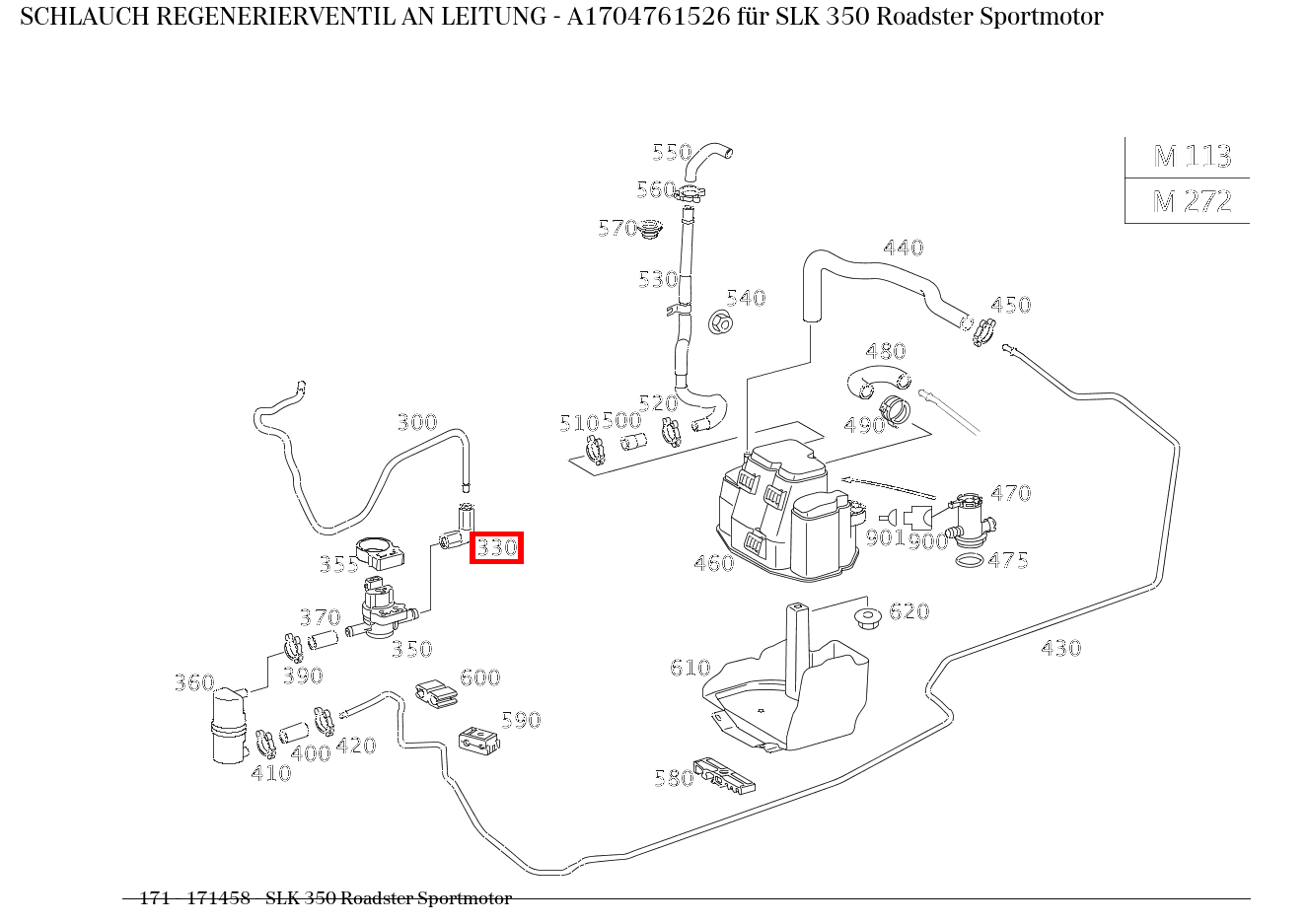 Schlauch REGENERIERVENTIL AN LEITUNG SLK 350 Roadster Sportmotor 171 Schlauch REGENERIERVENTIL AN LEITUNG SLK 350 Roadster Sportmotor 171