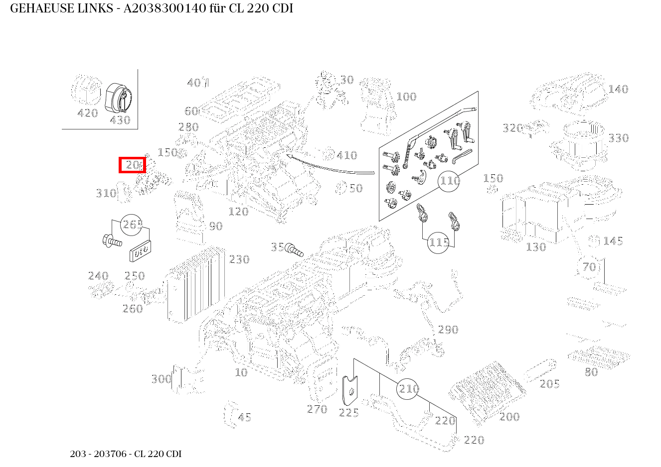 Gehäuse LINKS CL 220 CDI 203 Gehäuse LINKS CL 220 CDI 203