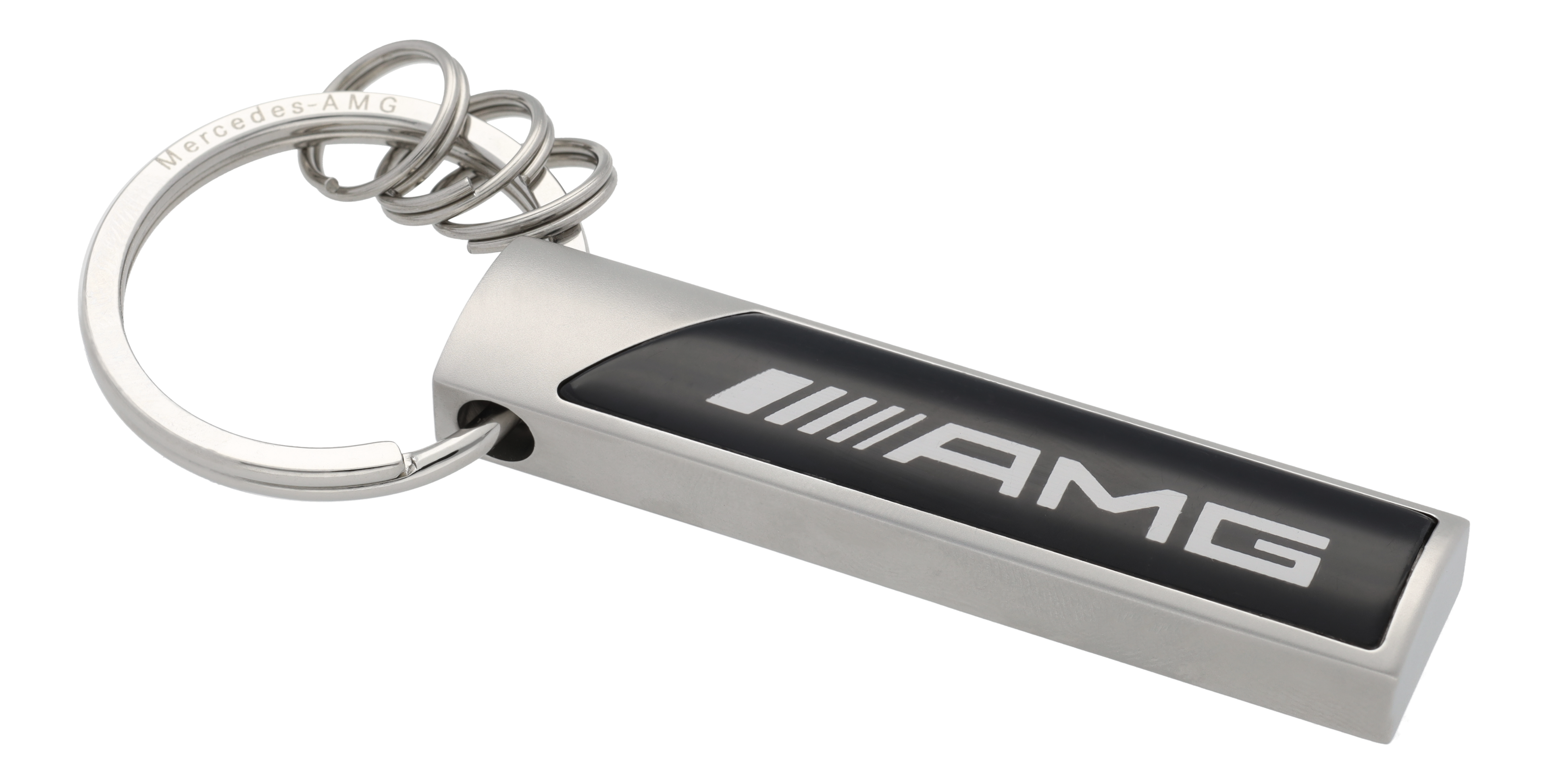 Mercedes-Benz - AMG Schlüsselanhänger, Logo silberfarben / schwarz / weiß, Edelstahl