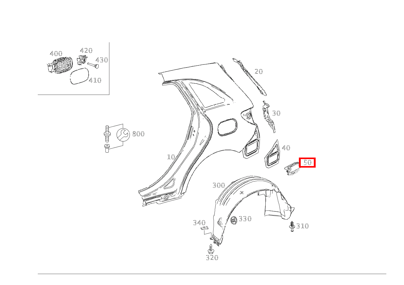 Klappe ENTLUEFTUNG AN HINTERKOTFLUEGEL IM BEREICH STOSSFAENGER RECHTS B220 4M 246
