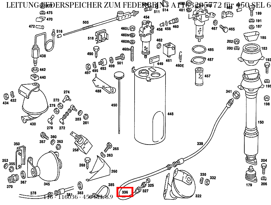 Leitung FEDERSPEICHER ZUM FEDERBEIN 450 SEL 6.9 116