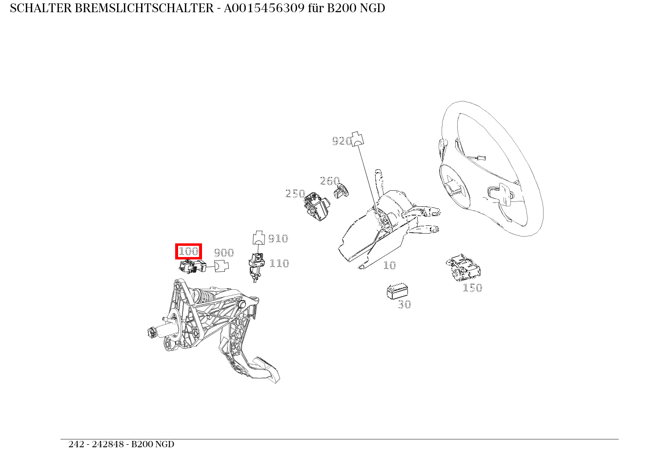 Schalter BREMSLICHTSCHALTER B200 NGD 242 Schalter BREMSLICHTSCHALTER B200 NGD 242