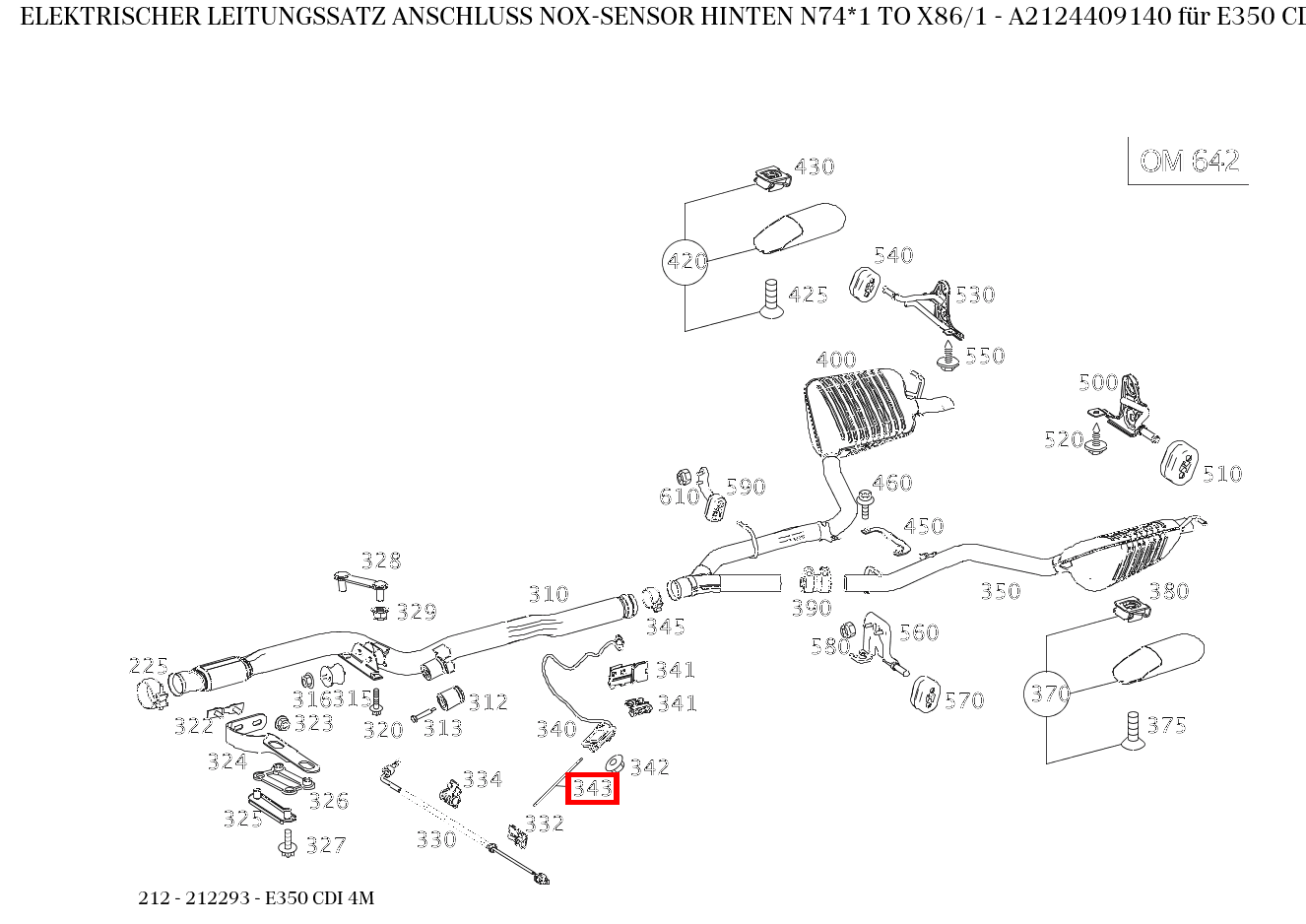 Elektrischer Leitungssatz ANSCHLUSS NOX-SENSOR HINTEN N74*1 TO X86/1 E350 CDI 4M 212 Elektrischer Leitungssatz ANSCHLUSS NOX-SENSOR HINTEN N74*1 TO X86/1 E350 CDI 4M 212