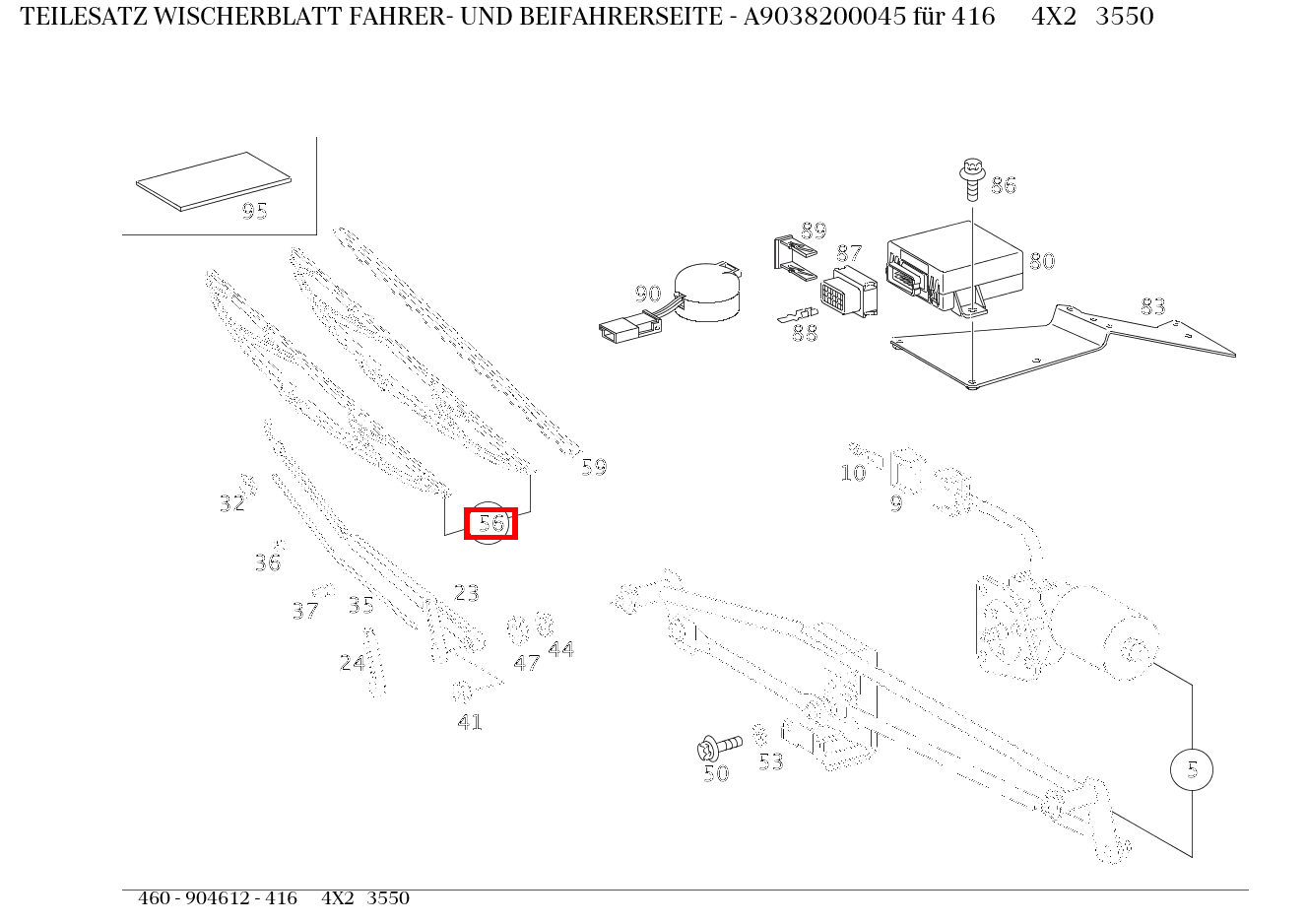 Teilesatz Wischerblatt FAHRER- UND BEIFAHRERSEITE 416 4X2 3550 460