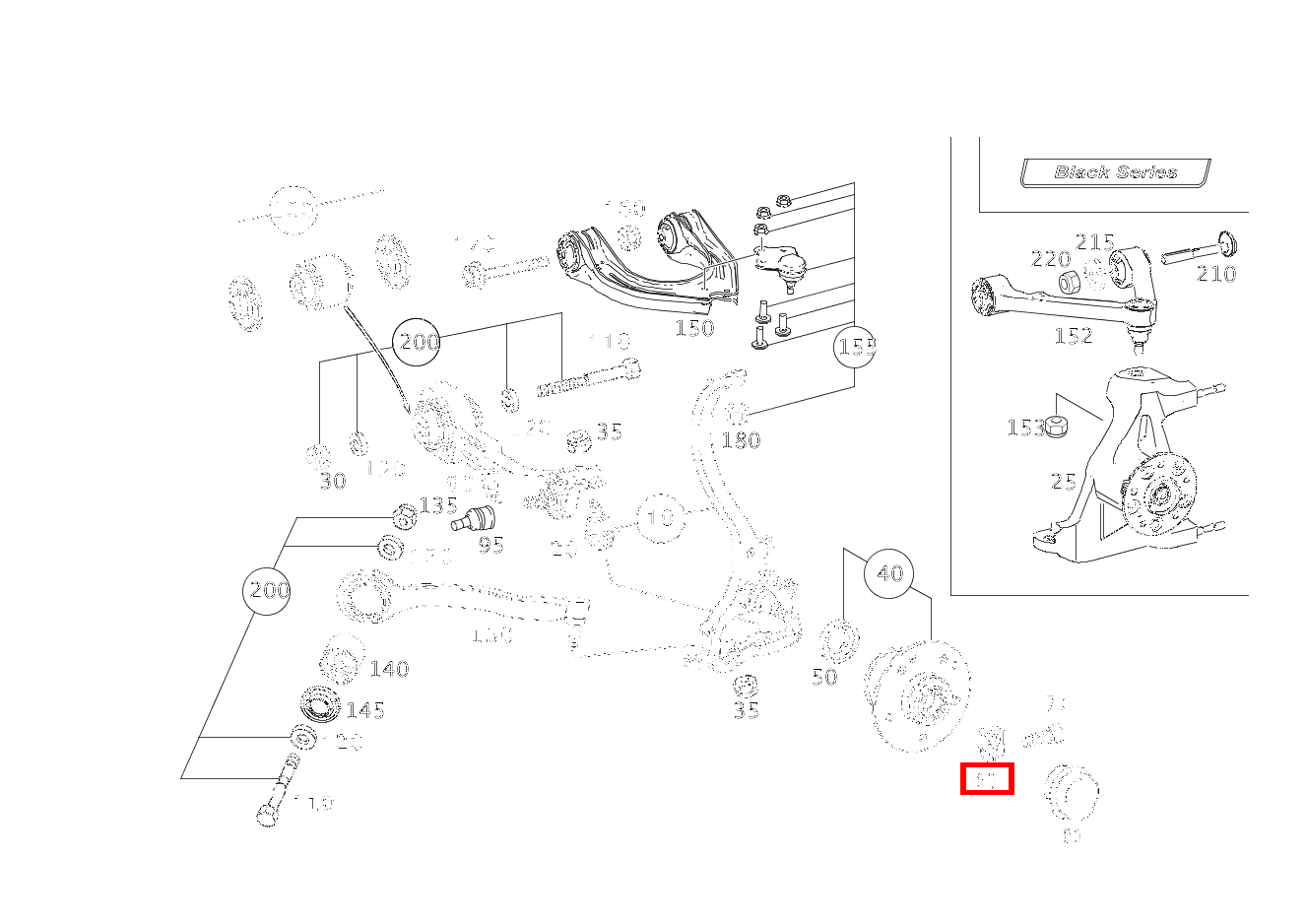 KLEMMMUTTER VORDERRADNABE AN ACHSSCHENKEL SL 65 AMG Roadster BCA 230 KLEMMMUTTER VORDERRADNABE AN ACHSSCHENKEL SL 65 AMG Roadster BCA 230