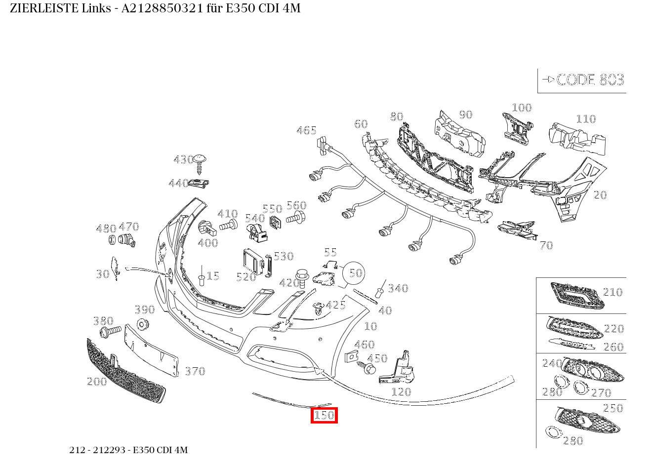 Zierleiste Links E350 CDI 4M 212 Zierleiste Links E350 CDI 4M 212