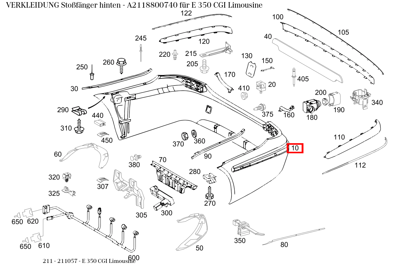 Verkleidung Stoßfänger hinten E 350 CGI Limousine 211 Verkleidung Stoßfänger hinten E 350 CGI Limousine 211